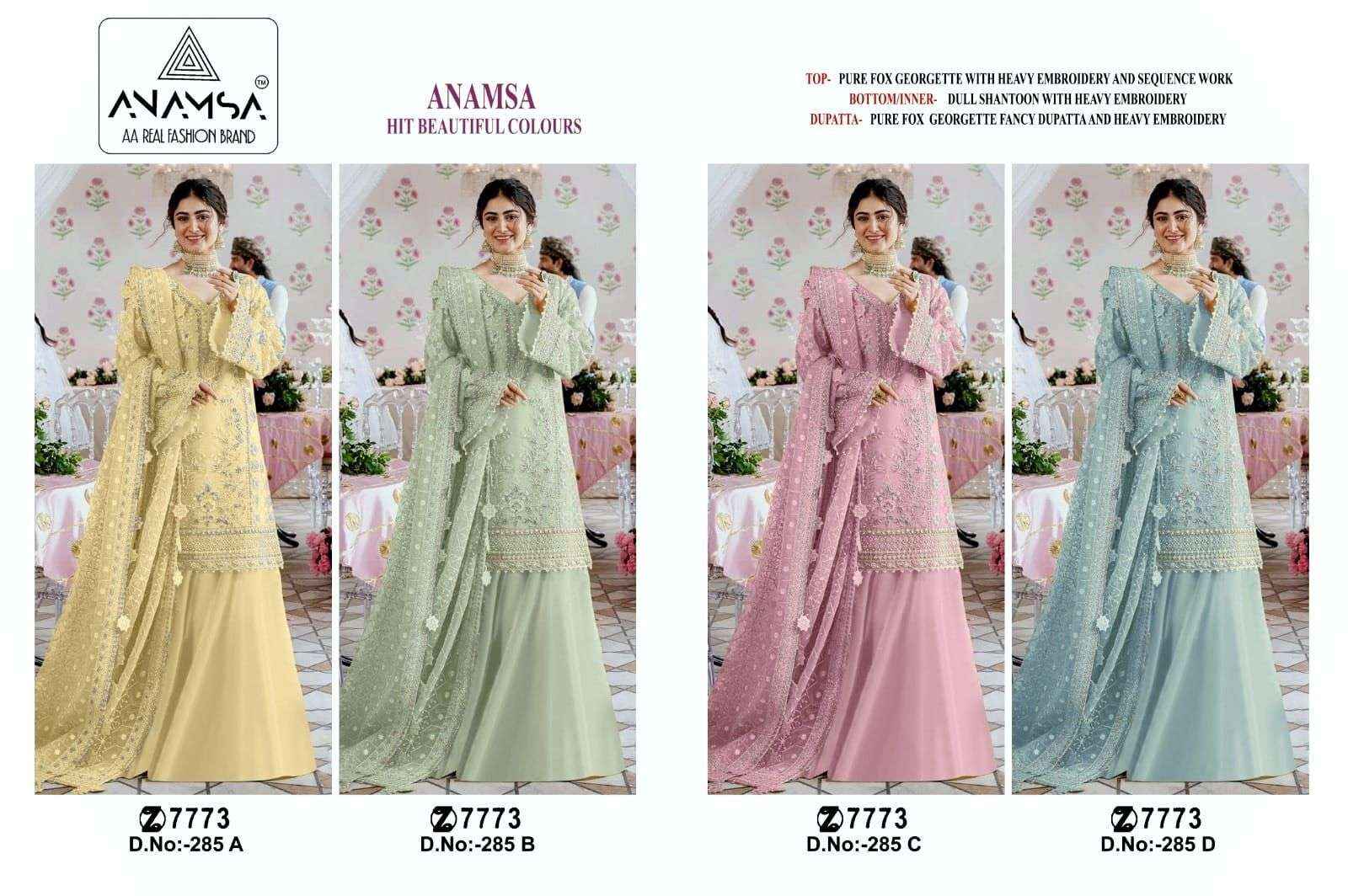 Anamsa D No 285 Fox Georgette Dress Material 4 pcs Catalogue