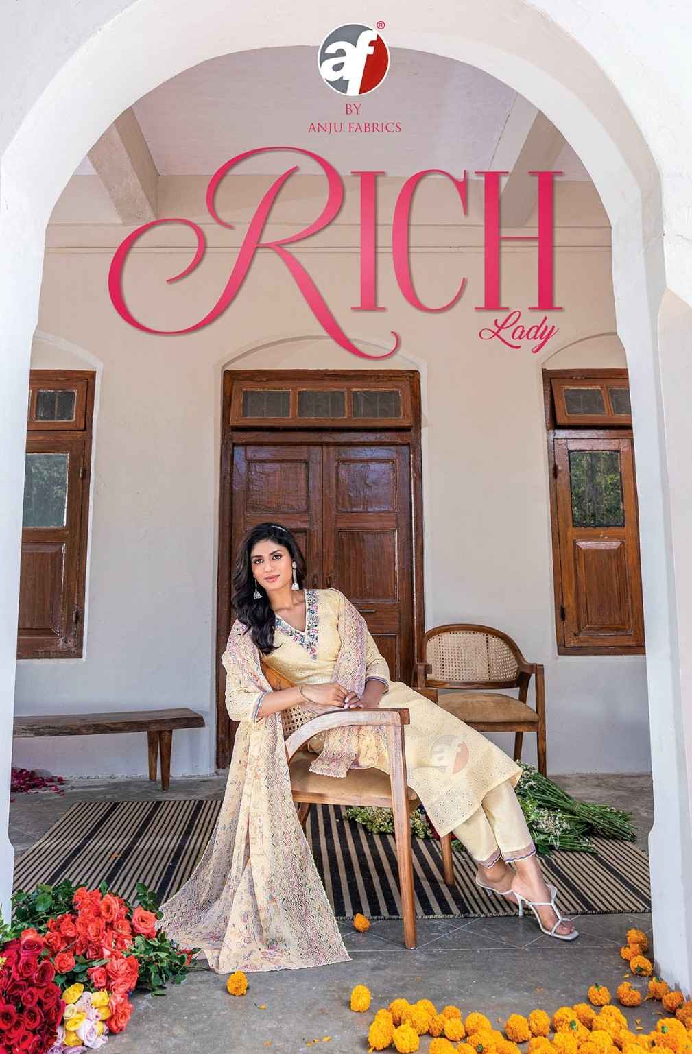 Anju Fabric Rich Lady Cotton Readymade Suit (6 Pc Catalog)