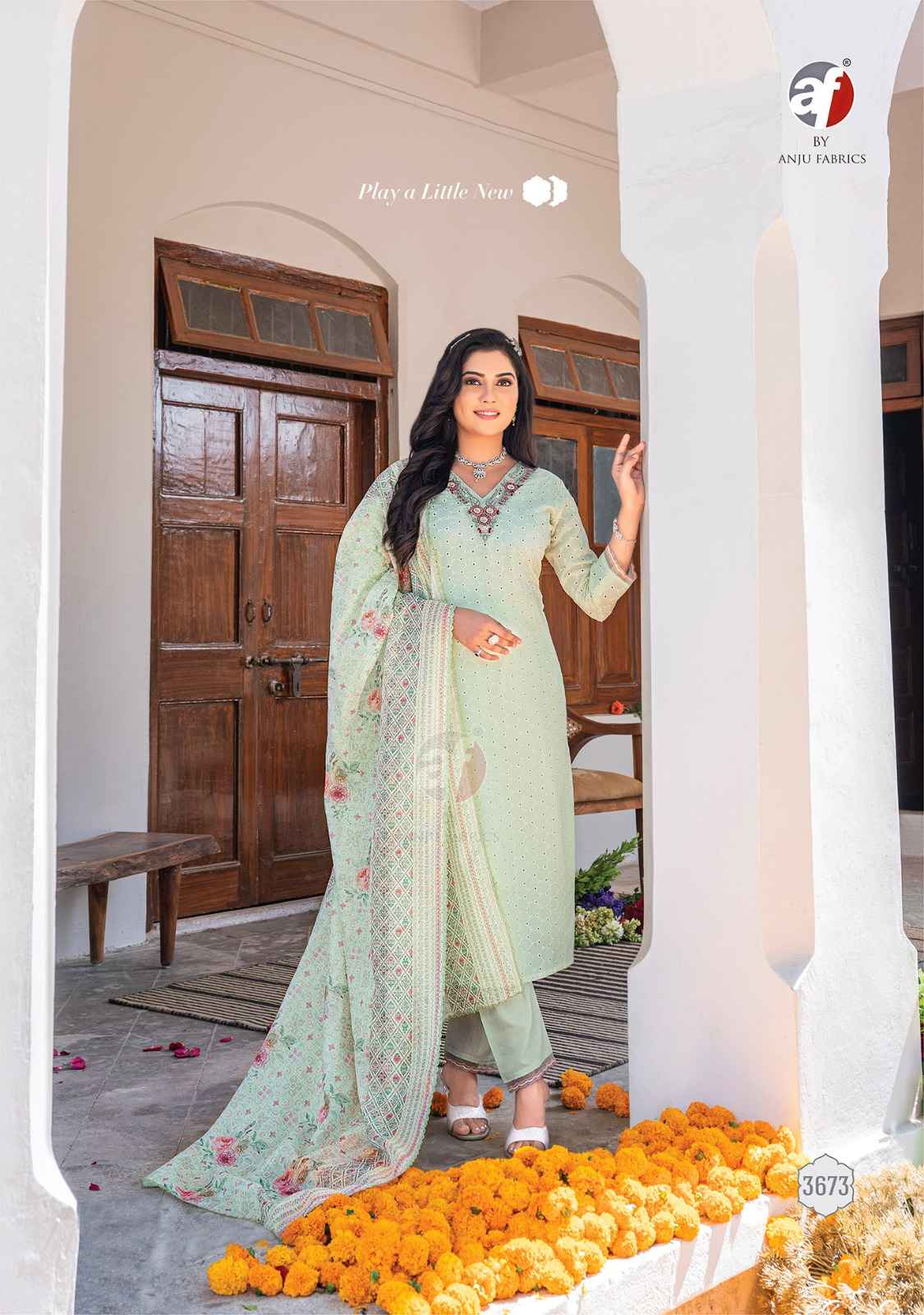 Anju Fabric Rich Lady Cotton Readymade Suit (6 Pc Catalog)