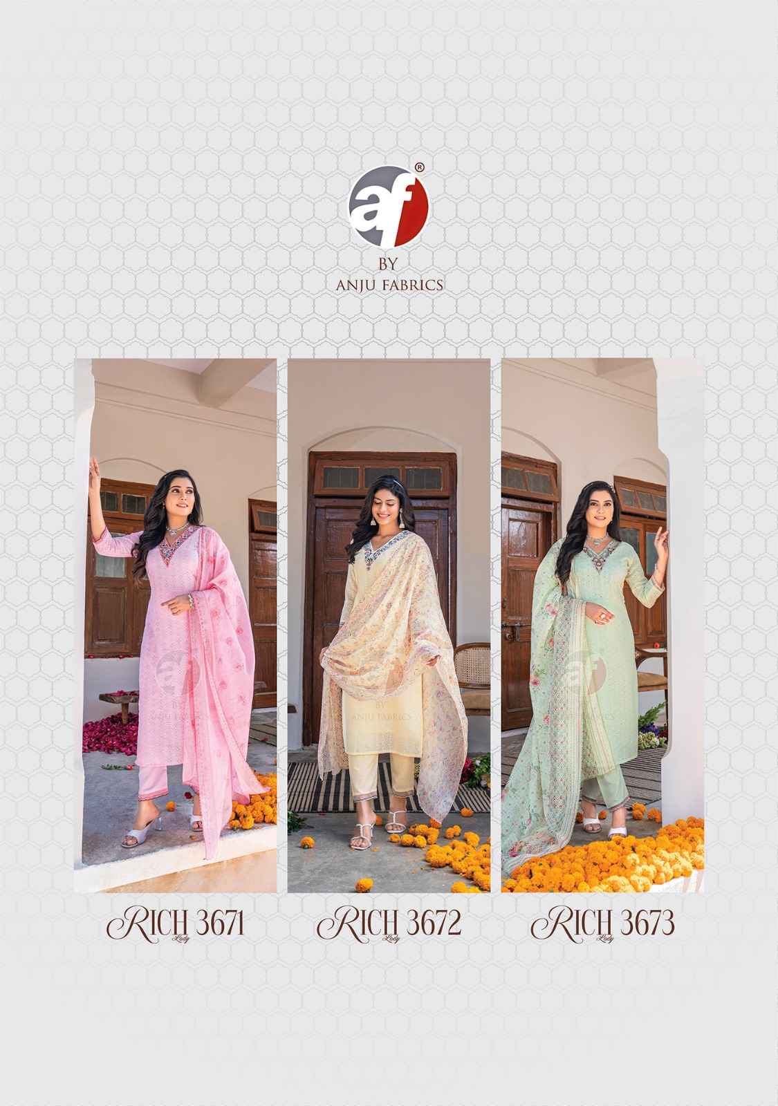 Anju Fabric Rich Lady Cotton Readymade Suit (6 Pc Catalog)