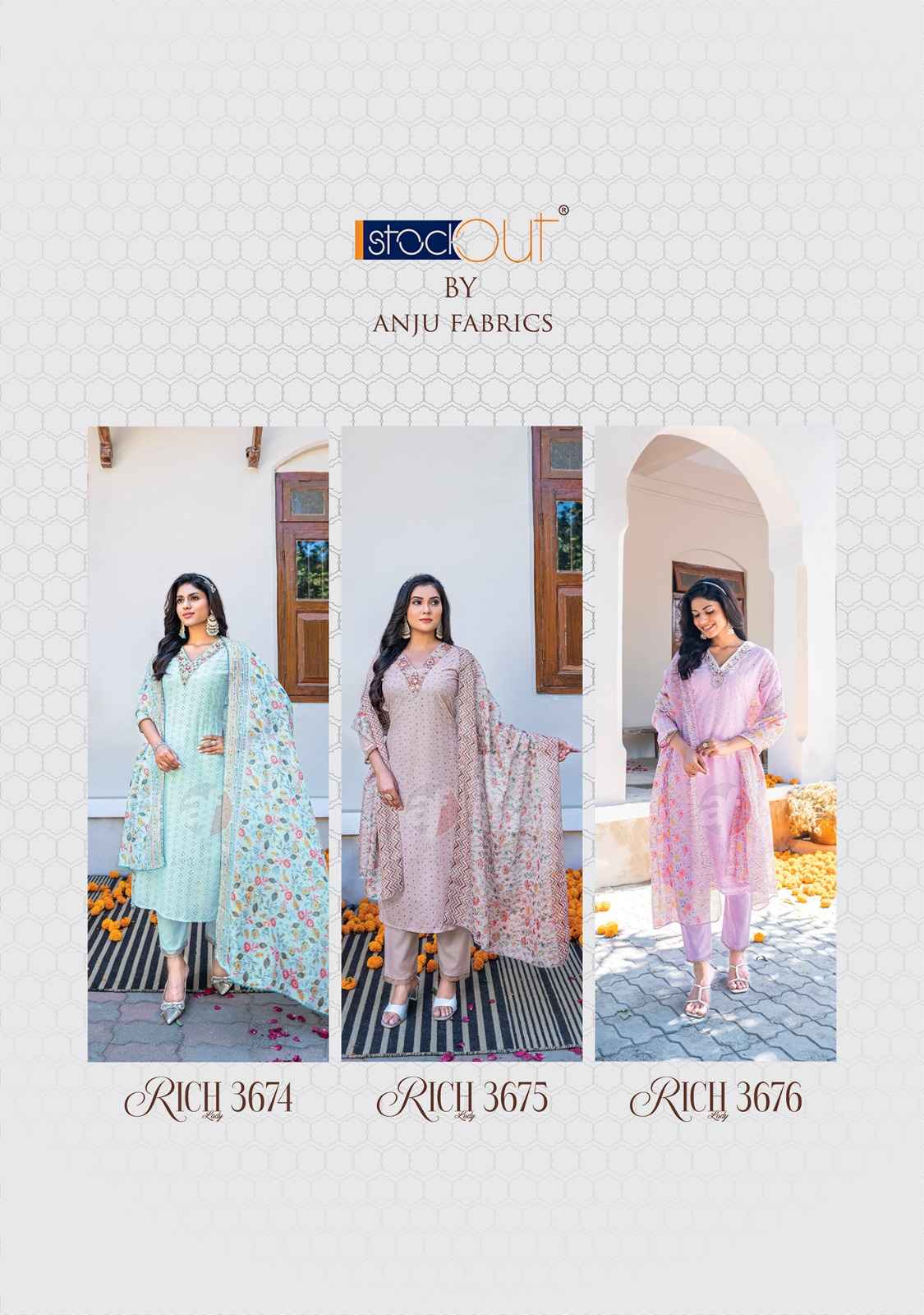 Anju Fabric Rich Lady Cotton Readymade Suit (6 Pc Catalog)
