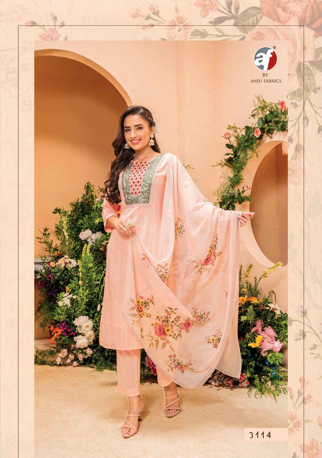 Anju Fabrics Preety Petals Viscose Cotton Kurti Combo 6 pcs Catalogue