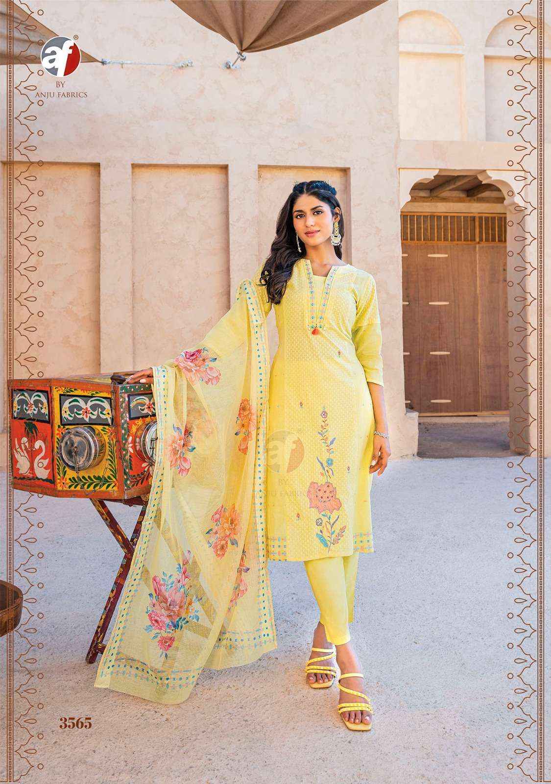 Anju Fabrics Sargam Cotton Dobby Kurti Combo 5 pcs Catalogue
