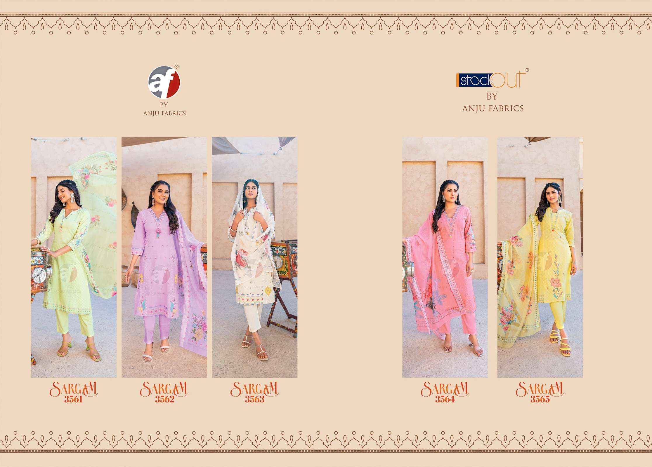 Anju Fabrics Sargam Cotton Dobby Kurti Combo 5 pcs Catalogue