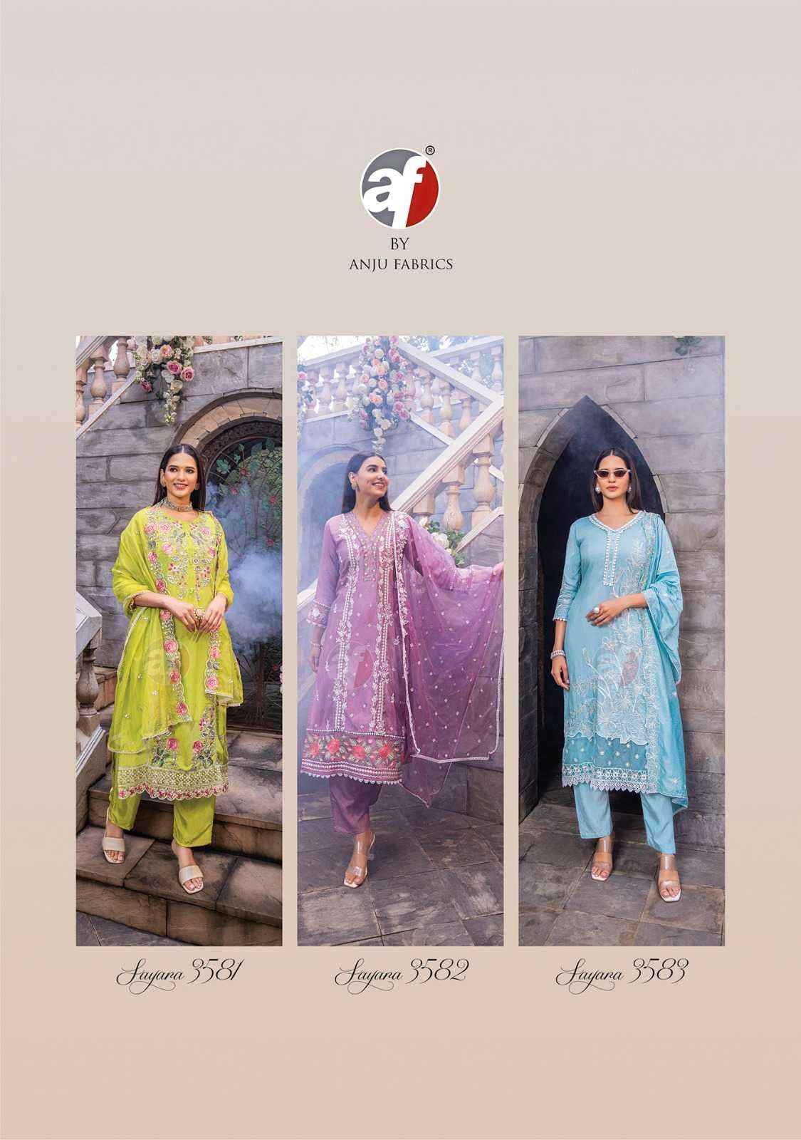 Anju Fabrics Sayara Muslin Kurti Combo 5 pcs Catalogue