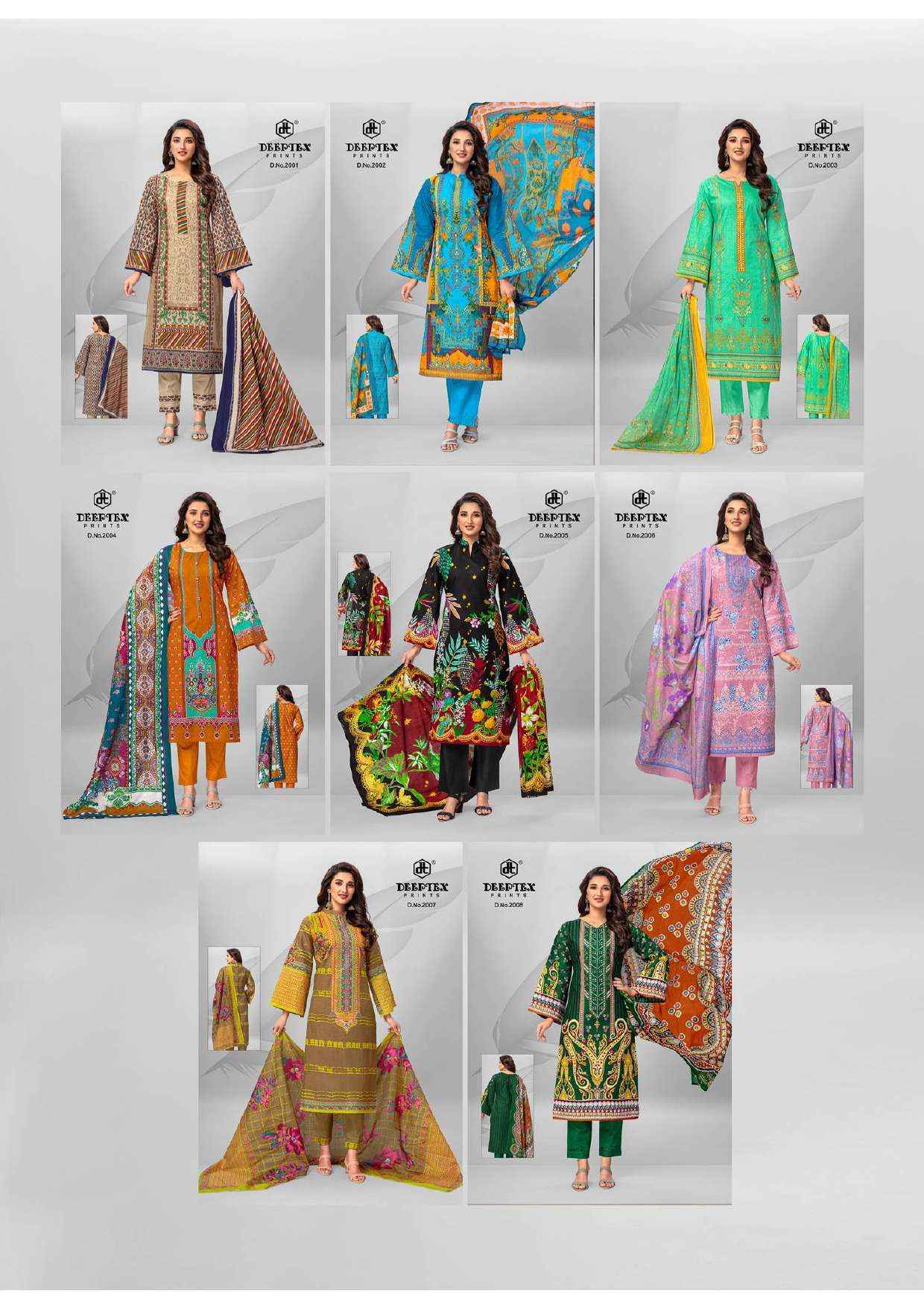 Deeptex Roohi Zara Vol 2 Lawn Cotton Dress Material 8 pcs Catalogue