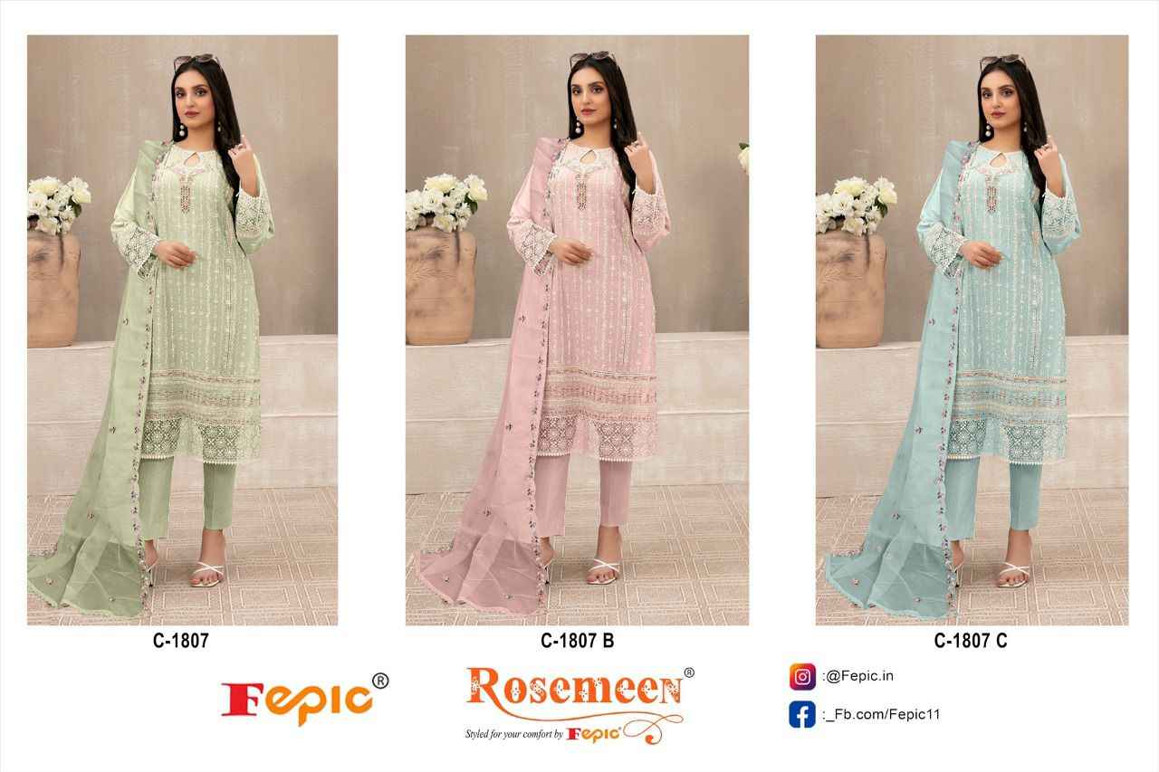 Fepic Rosemeen C-1807 Georgette Embroidered Dress Material (3 Pc Catalog)