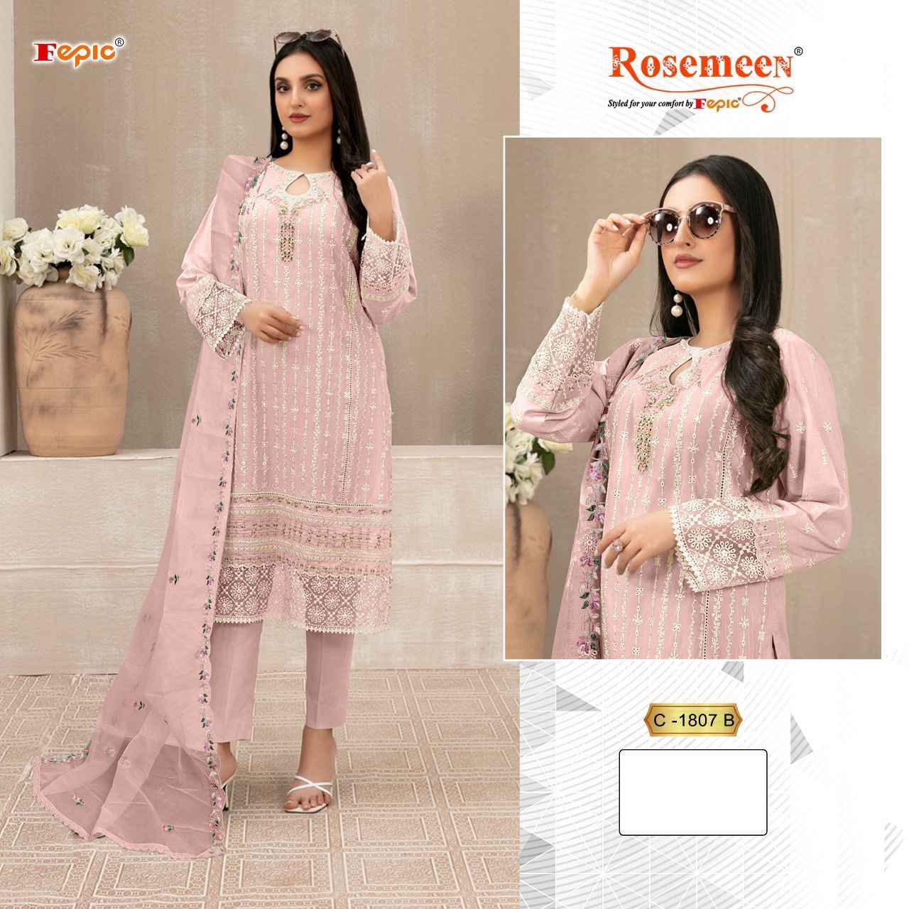 Fepic Rosemeen C-1807 Georgette Embroidered Dress Material (3 Pc Catalog)