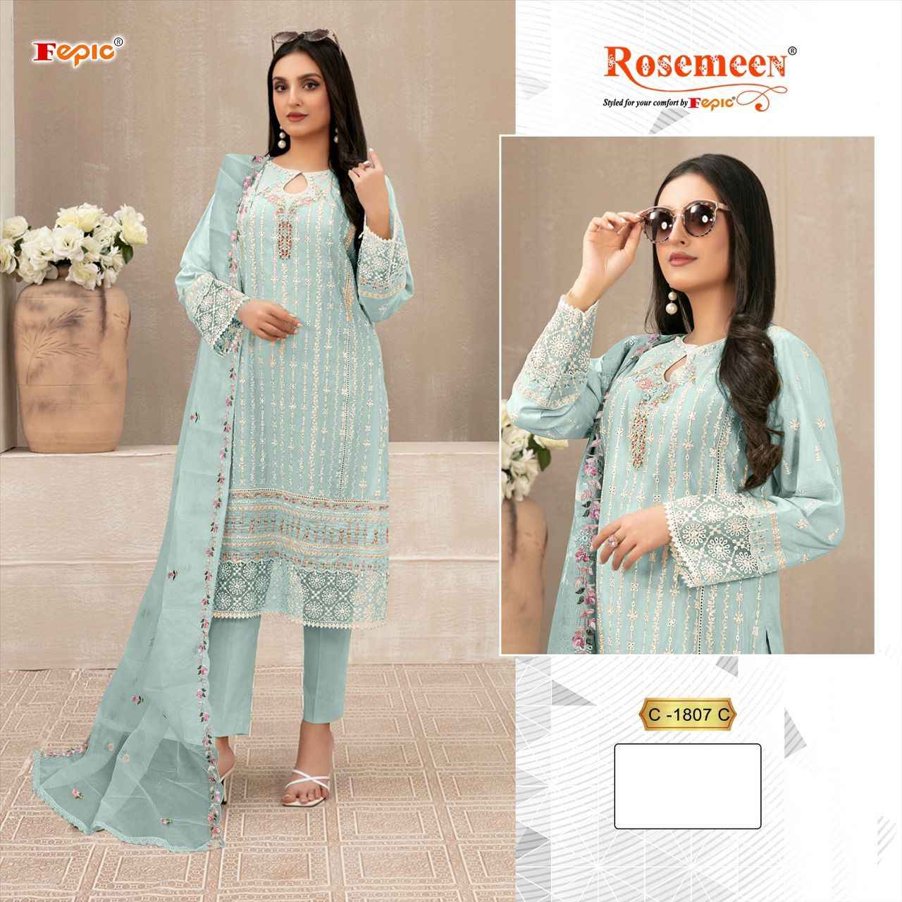 Fepic Rosemeen C-1807 Georgette Embroidered Dress Material (3 Pc Catalog)