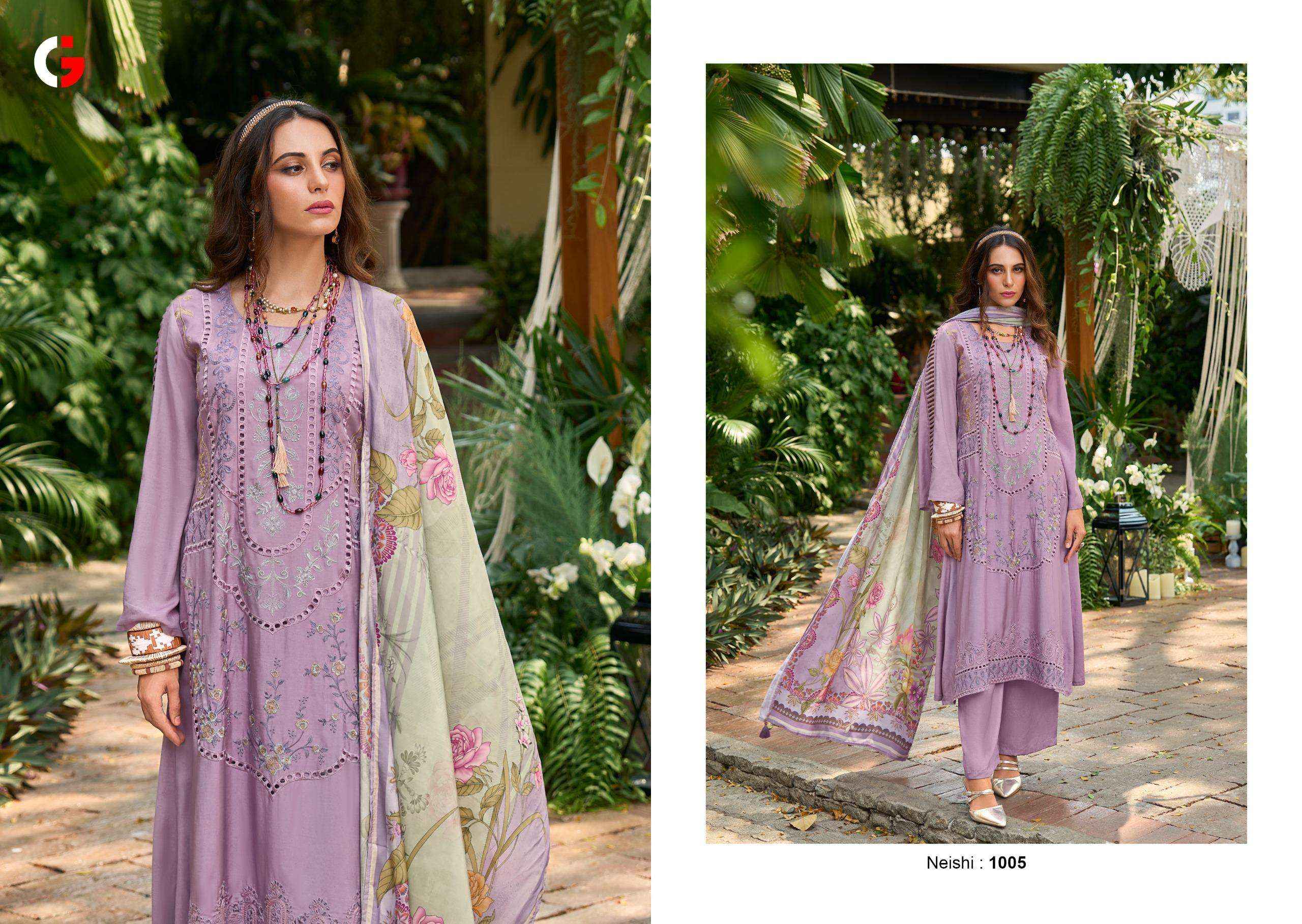 Gull Jee Neishi Muslin Dress Material 6 pcs Catalogue