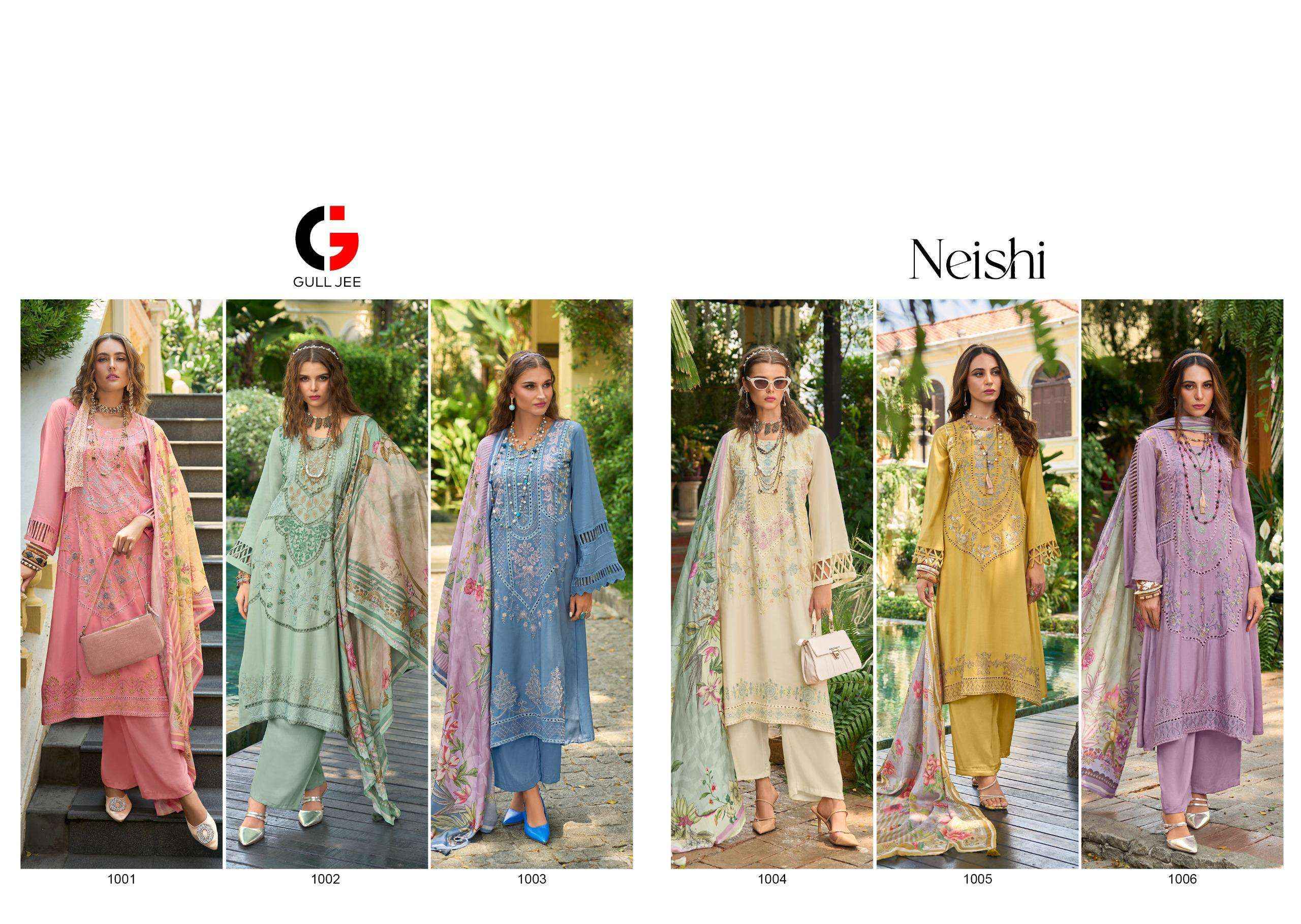 Gull Jee Neishi Muslin Dress Material 6 pcs Catalogue