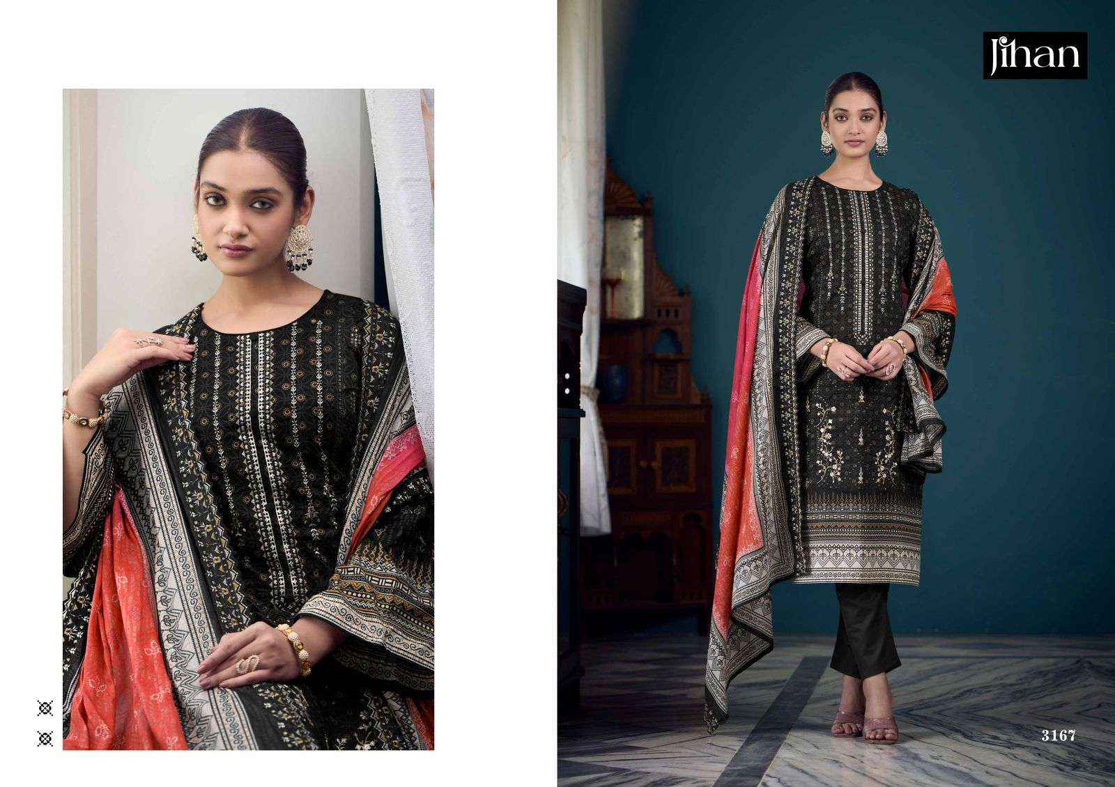 Jihan Bin Saeed Remix Lawn Cotton Dress Material 3 pcs Catalogue