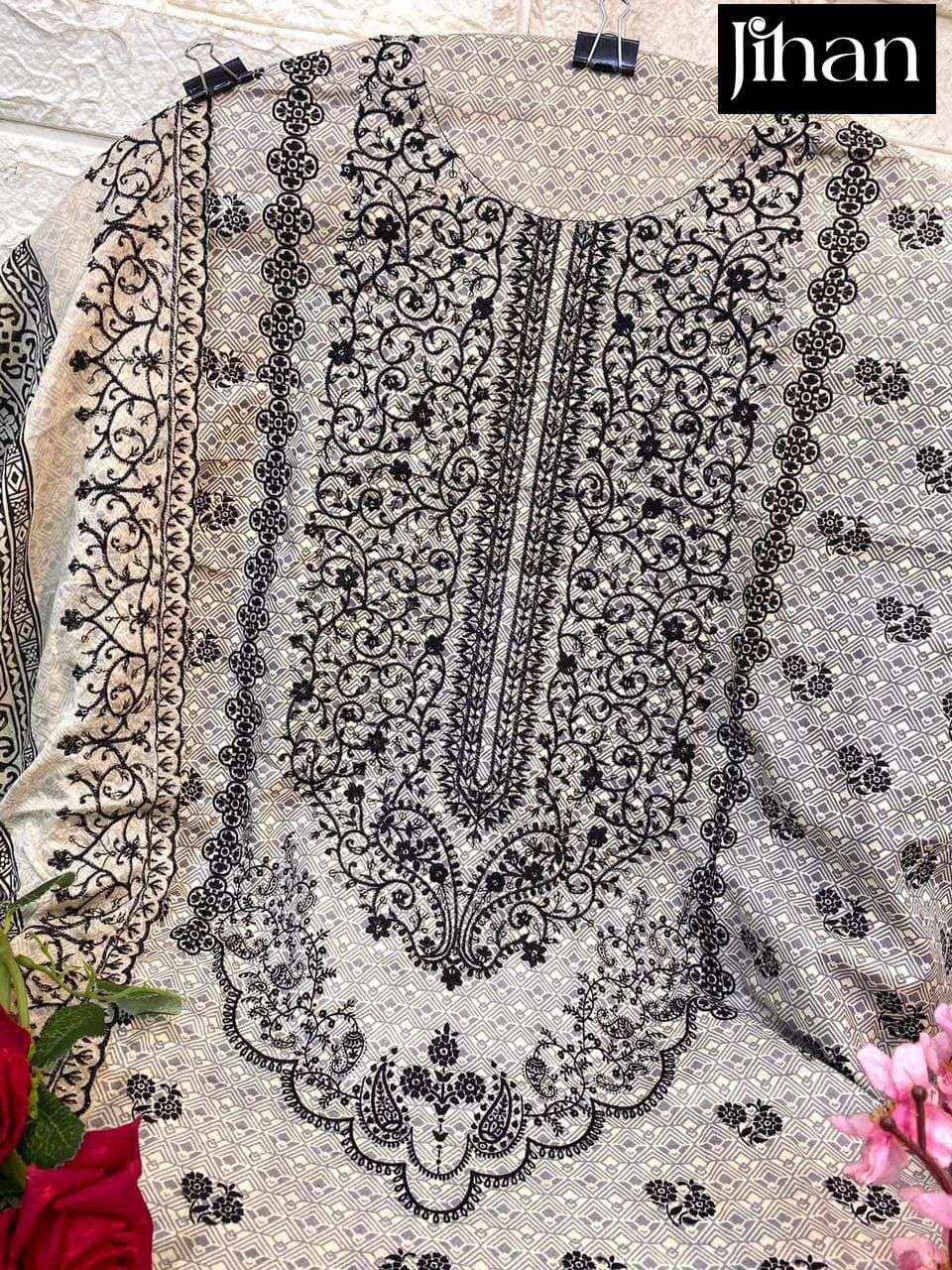 Jihan Bin Saeed Remix Lawn Cotton Dress Material 3 pcs Catalogue