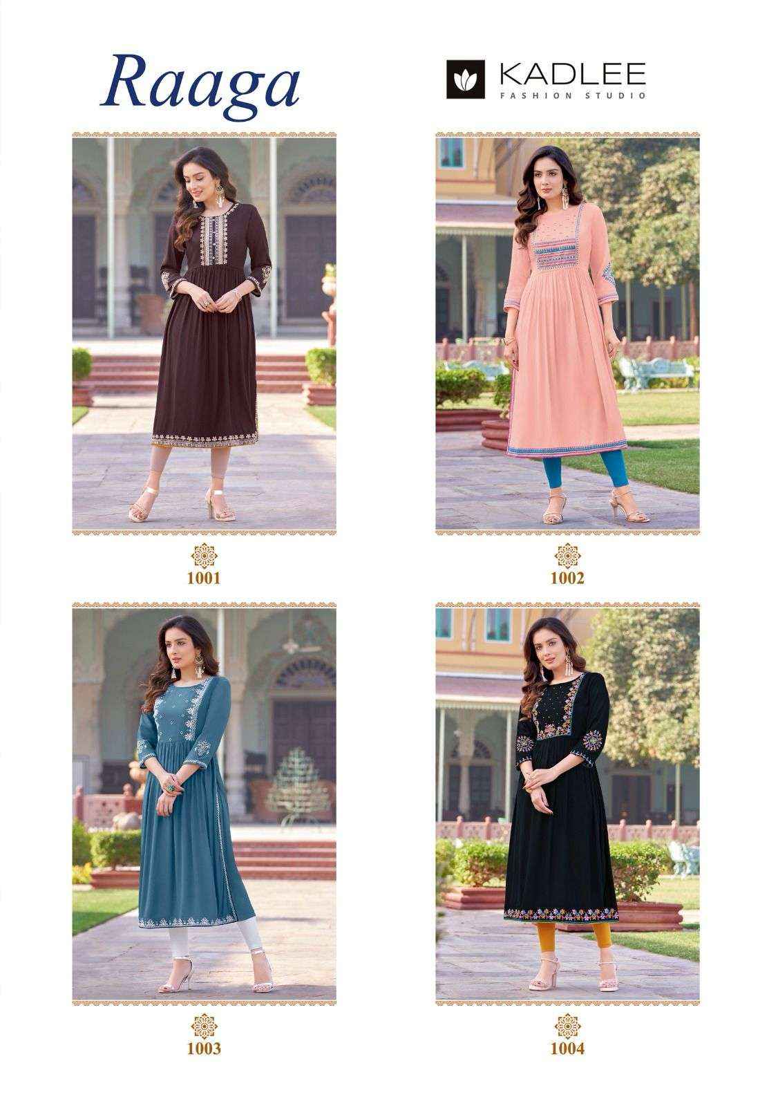 Kadlee Raaga Rayon Kurti 4 pcs Catalogue