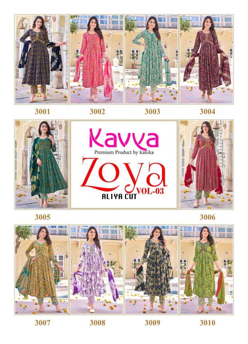 Kavya Zoya Vol 3 Rayon Kurti Combo 10 pcs Catalogue