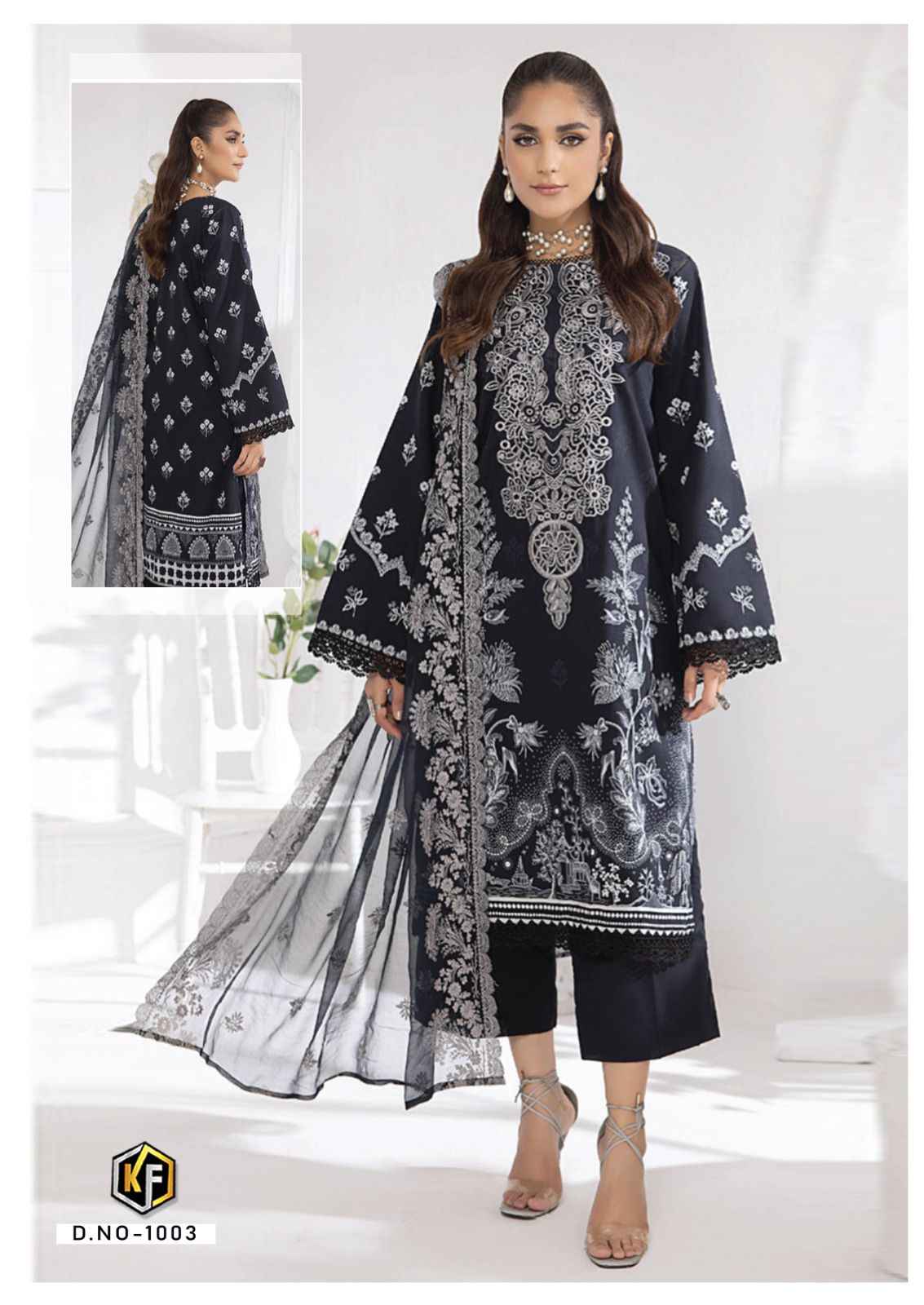 Cj Roha Keval Fab Roha Black&White Cotton Dress Material Online Ladis Dress ...
