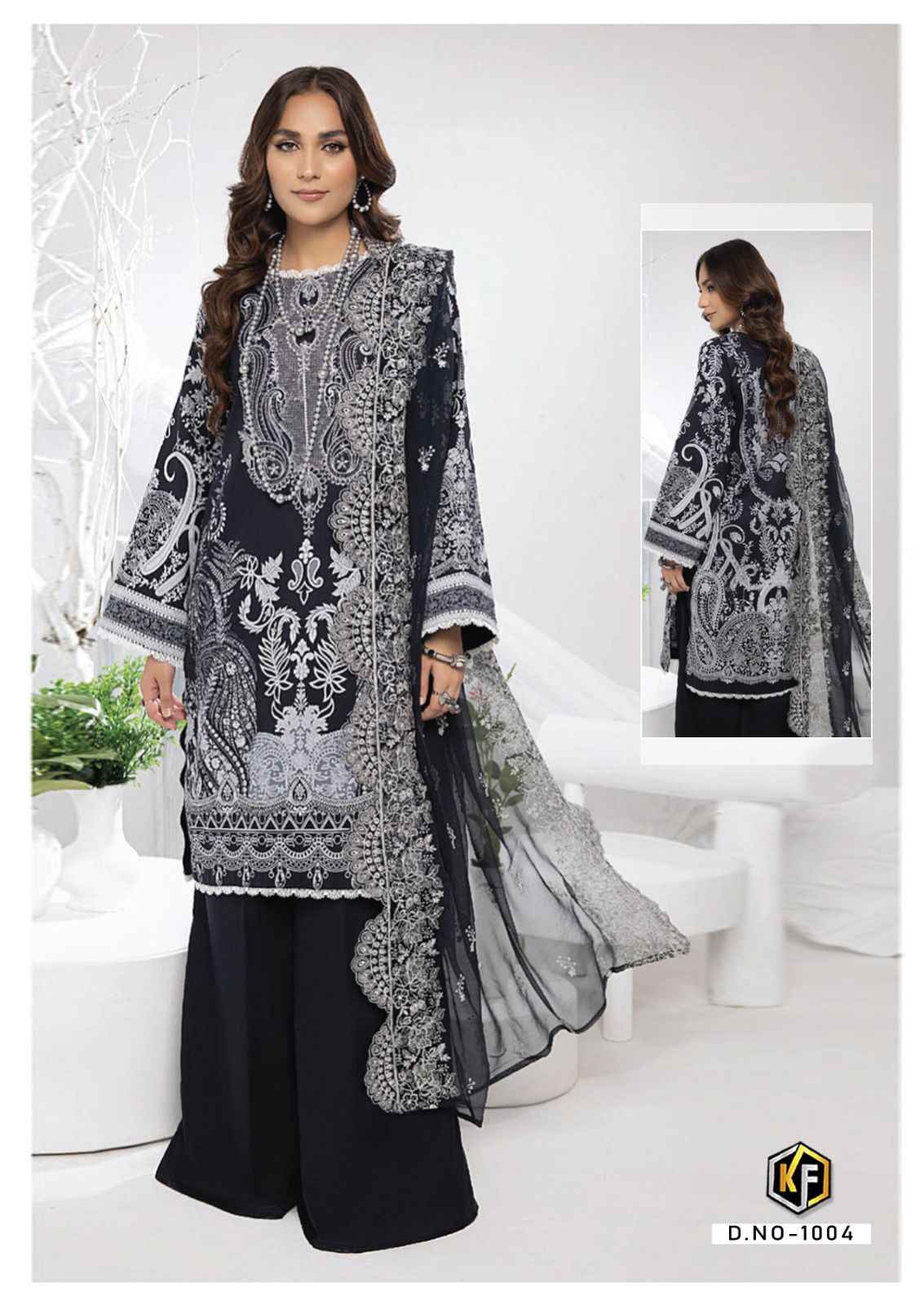 Keval Fab Roha Black&White Cotton Dress Material 6 pcs Catalogue