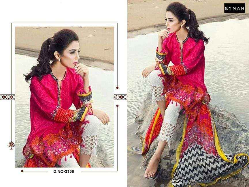 Kynah Maria B Red Rose D No 2156 Cotton Dress Material 2 pcs Catalogue