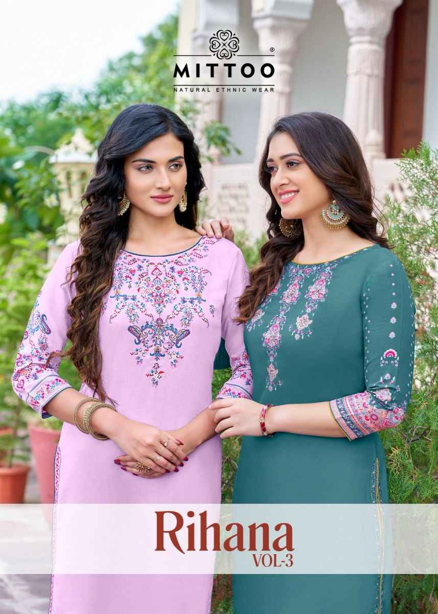 Mittoo Rihana Vol 3 Rayon Kurti 6 pcs Catalogue