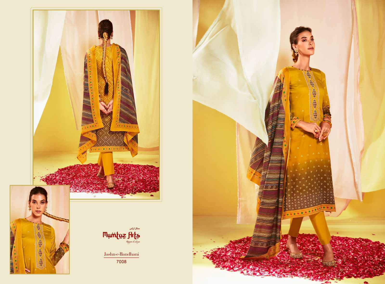 Mumtaz Arts Jash E Bandhani Vol 3 Jam satin Dress Material 8 pcs Catalogue