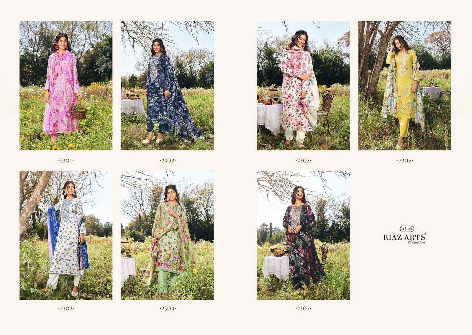 Riaz Arts Khwaab Lawn Dress Material 7 pcs Catalogue