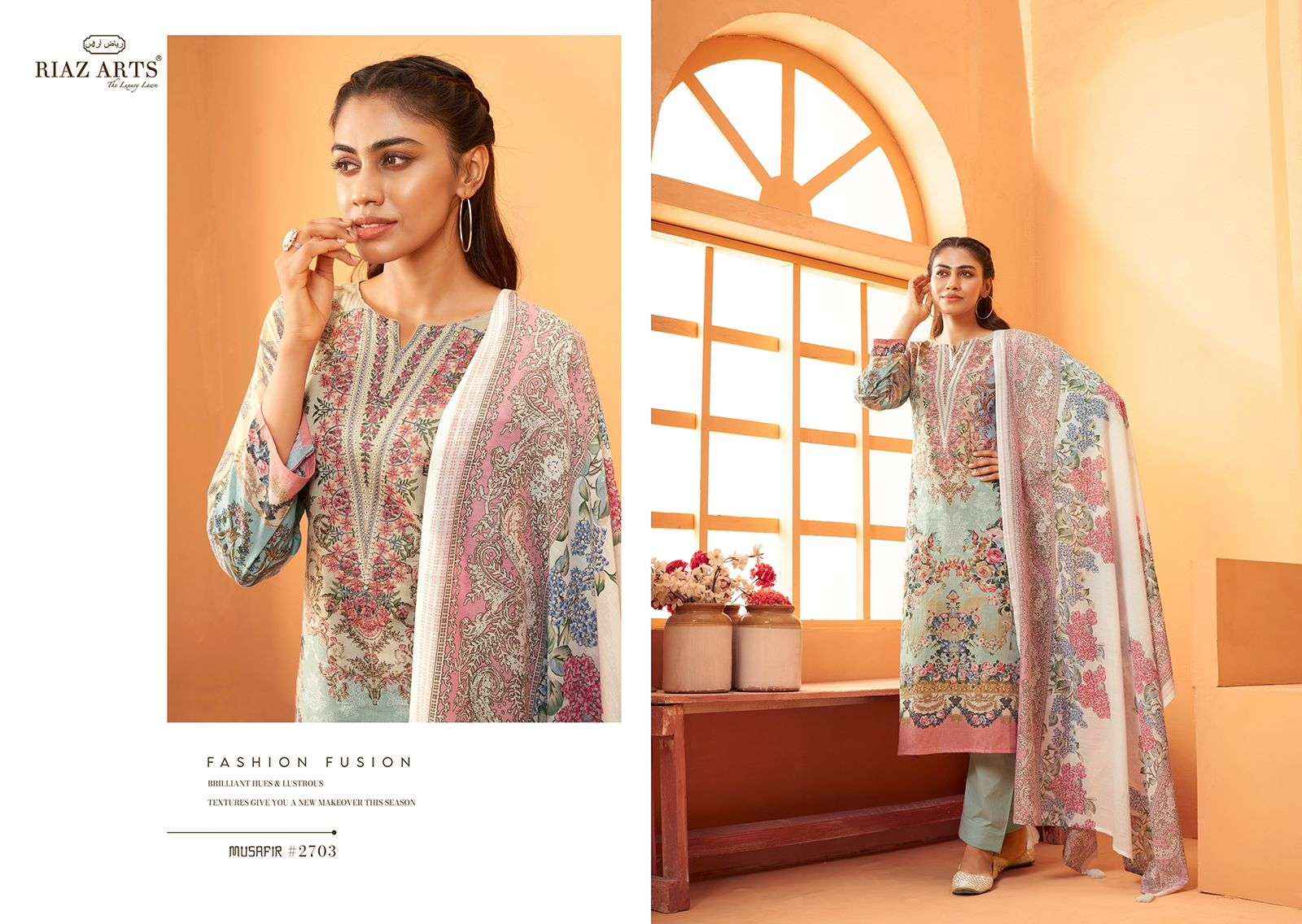 Riaz Arts Musafir Vol 3 Lawn Cotton Dress Material 6 pcs Catalogue
