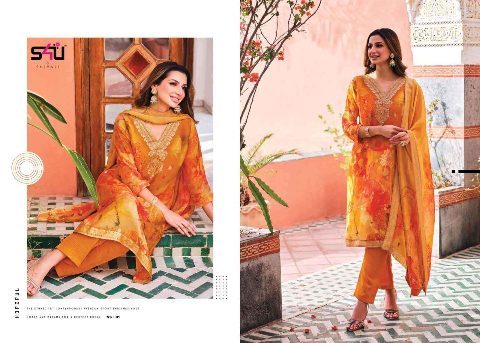 S4U Nusrat Organza Kurti Combo 4 pcs Catalogue