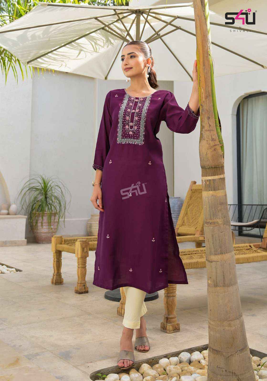 S4u Shivali Glamour Silk Kurti 6 pcs Catalogue