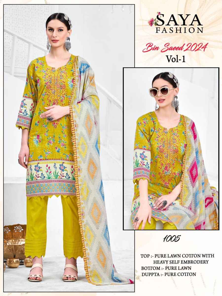 Saya Fashion Bin Saeed Vol 1 Cotton Dress Material 5 pcs Catalogue