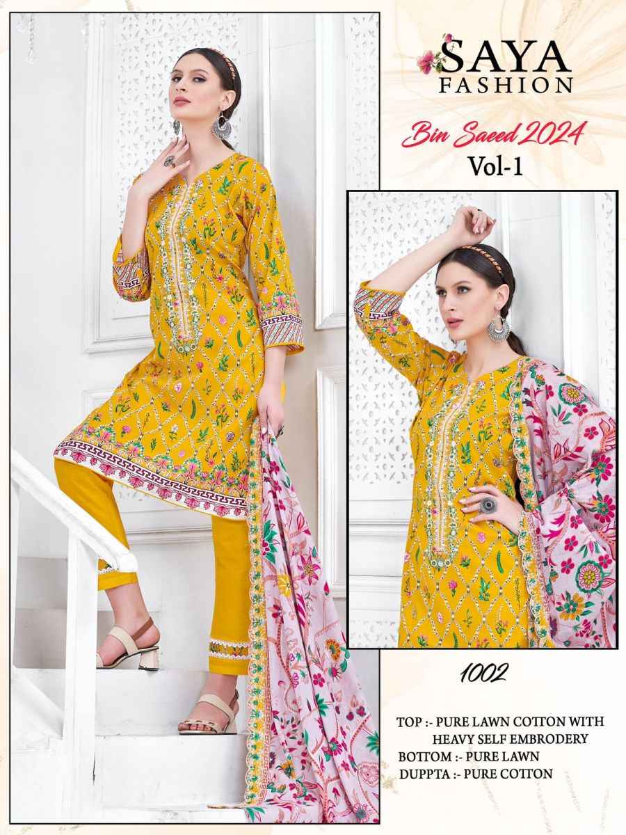 Saya Fashion Bin Saeed Vol 1 Cotton Dress Material 5 pcs Catalogue