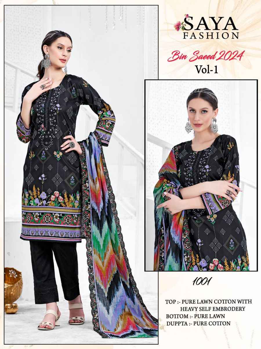 Saya Fashion Bin Saeed Vol 1 Cotton Dress Material 5 pcs Catalogue