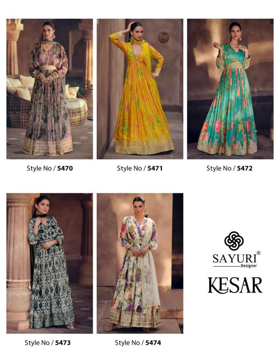 Sayuri Designer Kesar Readymade Georgette Dress 5 pcs Catalogue
