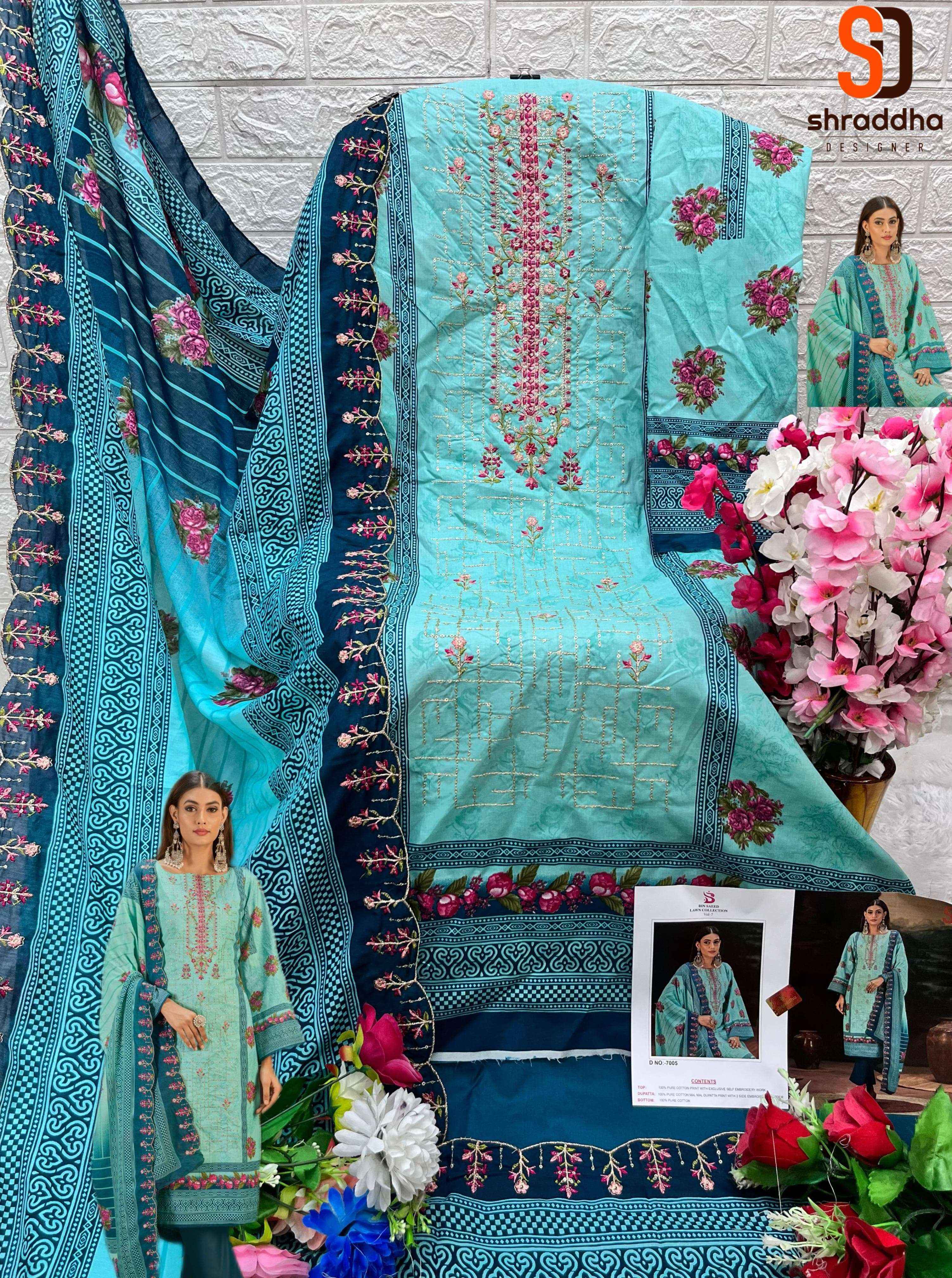 Sharaddha Designer Bin Saeed Lawn Collection Vol 7 Nx Cotton Dress Material 6 pcs Catalogue