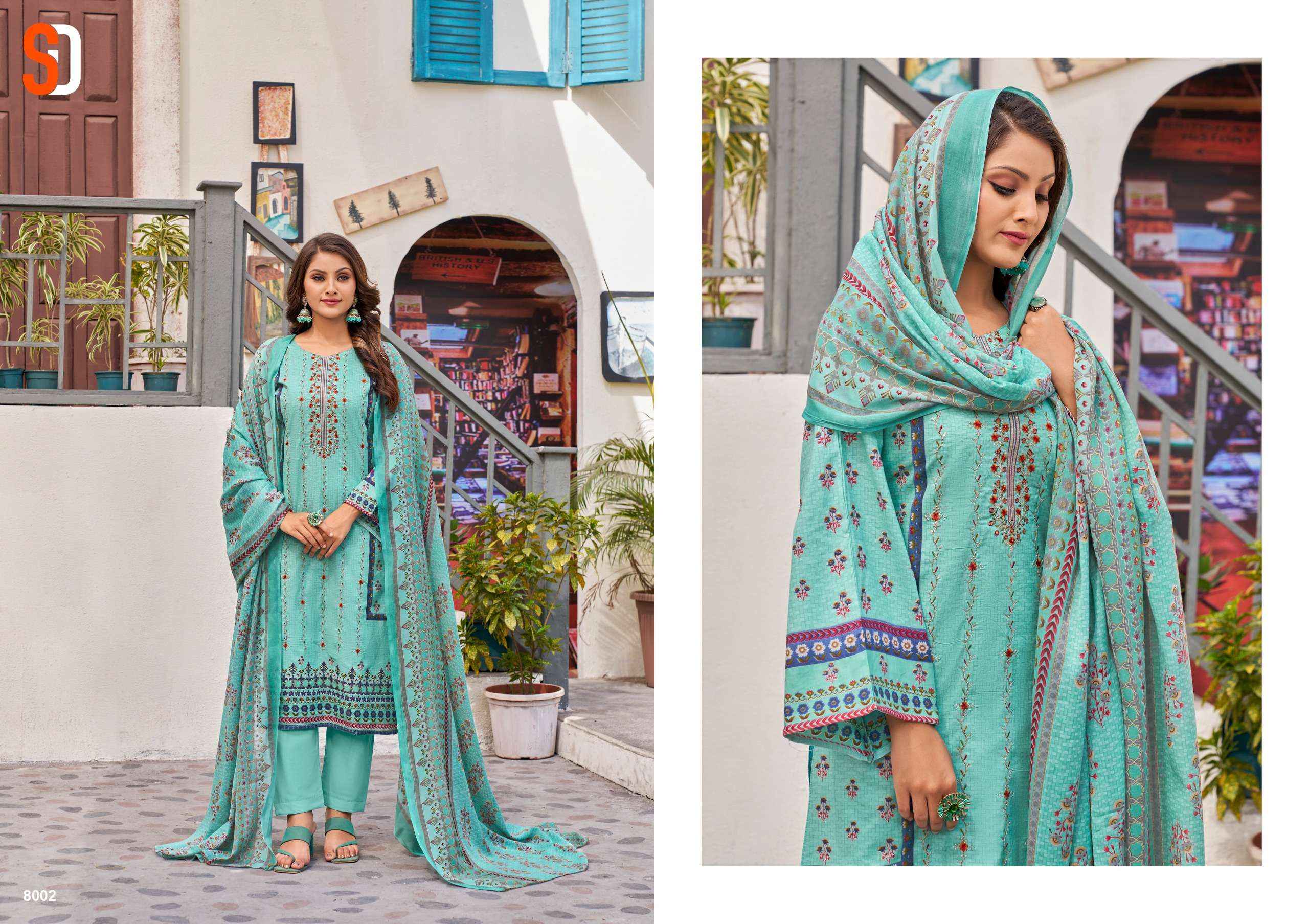 Shraddha Designer Bin Saeed Lawn Collection Vol 8 Cotton Dress Material 6 pc Cataloge