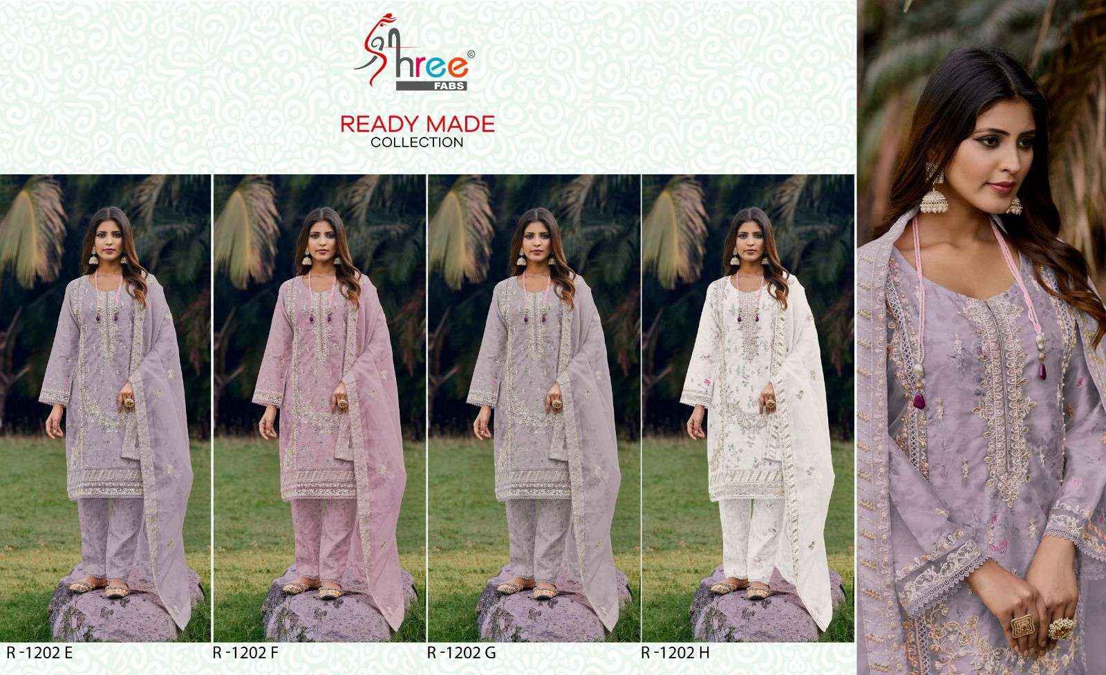 Shree Fabs R 1202 Organza Kurti Combo 4 pcs Catalogue