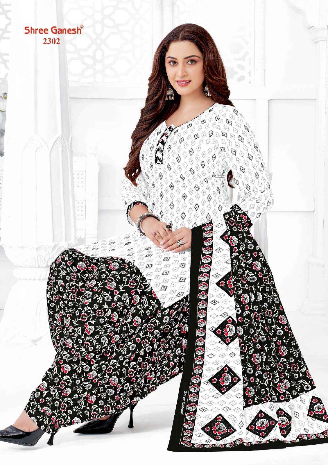 Shree Ganesh White & Black Vol 3 Cotton Dress Material 8 pcs Catalogue