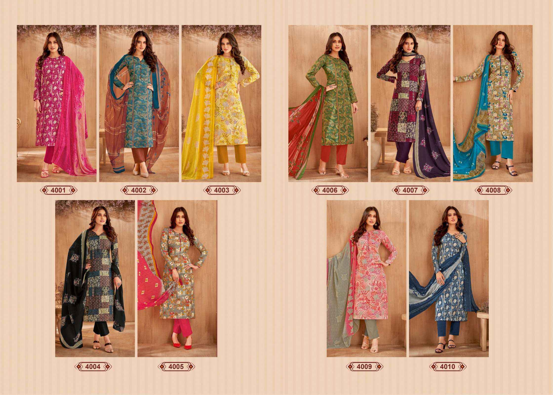 Suryajyoti Naishaa Vol 40 Jam Satin Dress Material 10 pcs Catalogue