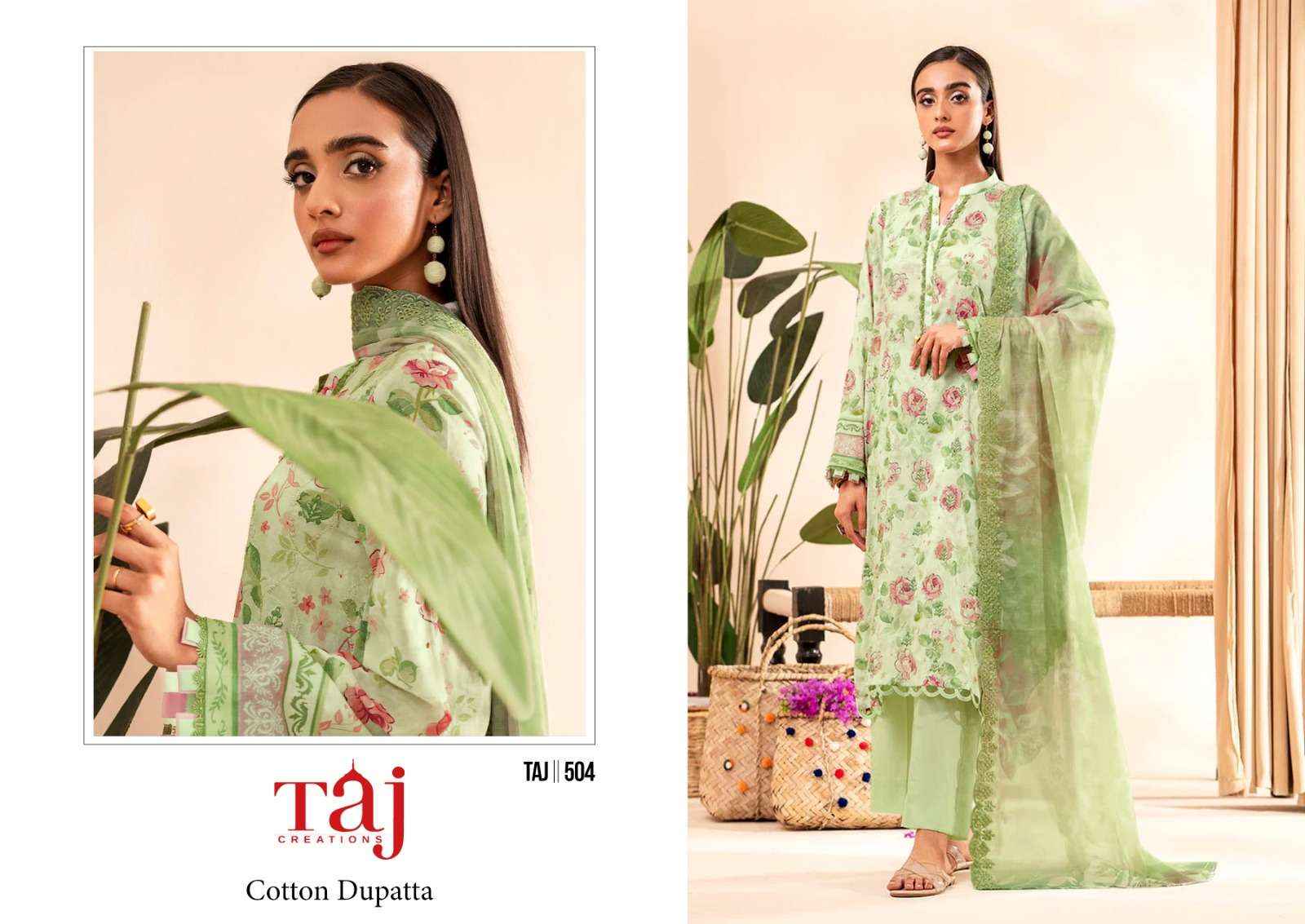 Taj Creation D No 504 & 505 Cotton Dress Material 2 pcs Catalogue