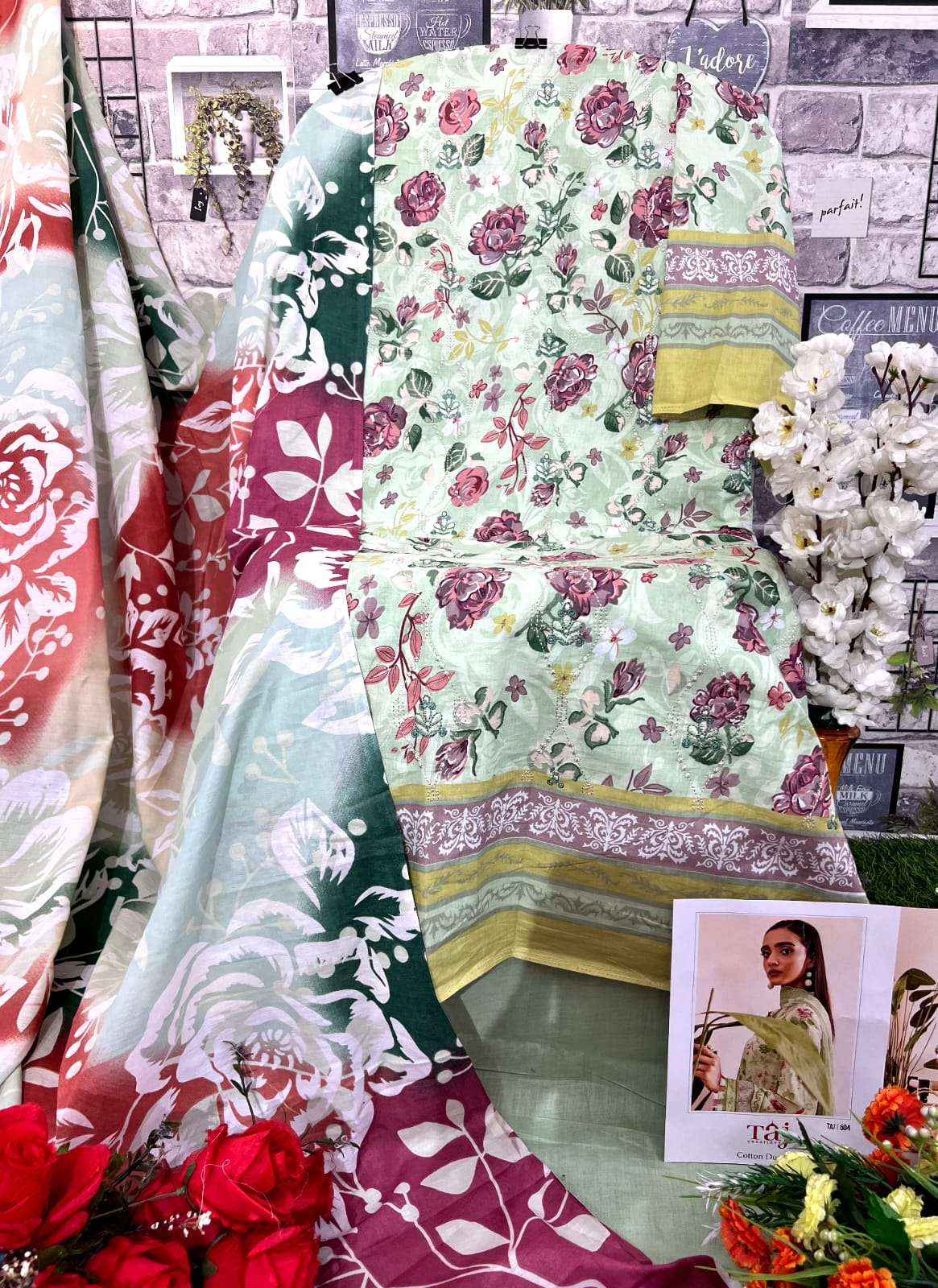 Taj Creation D No 504 & 505 Cotton Dress Material 2 pcs Catalogue