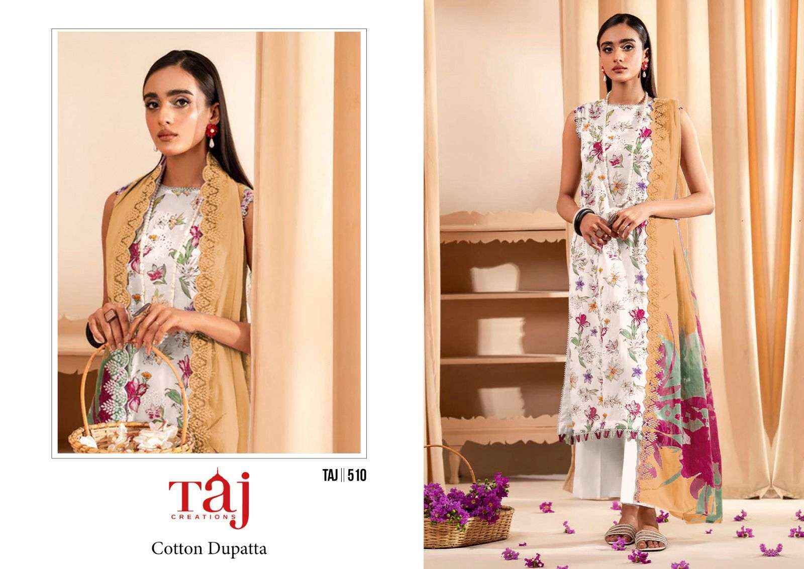 Taj Creation D No 510 & 511 Cotton Dress Material 2 pcs Catalogue