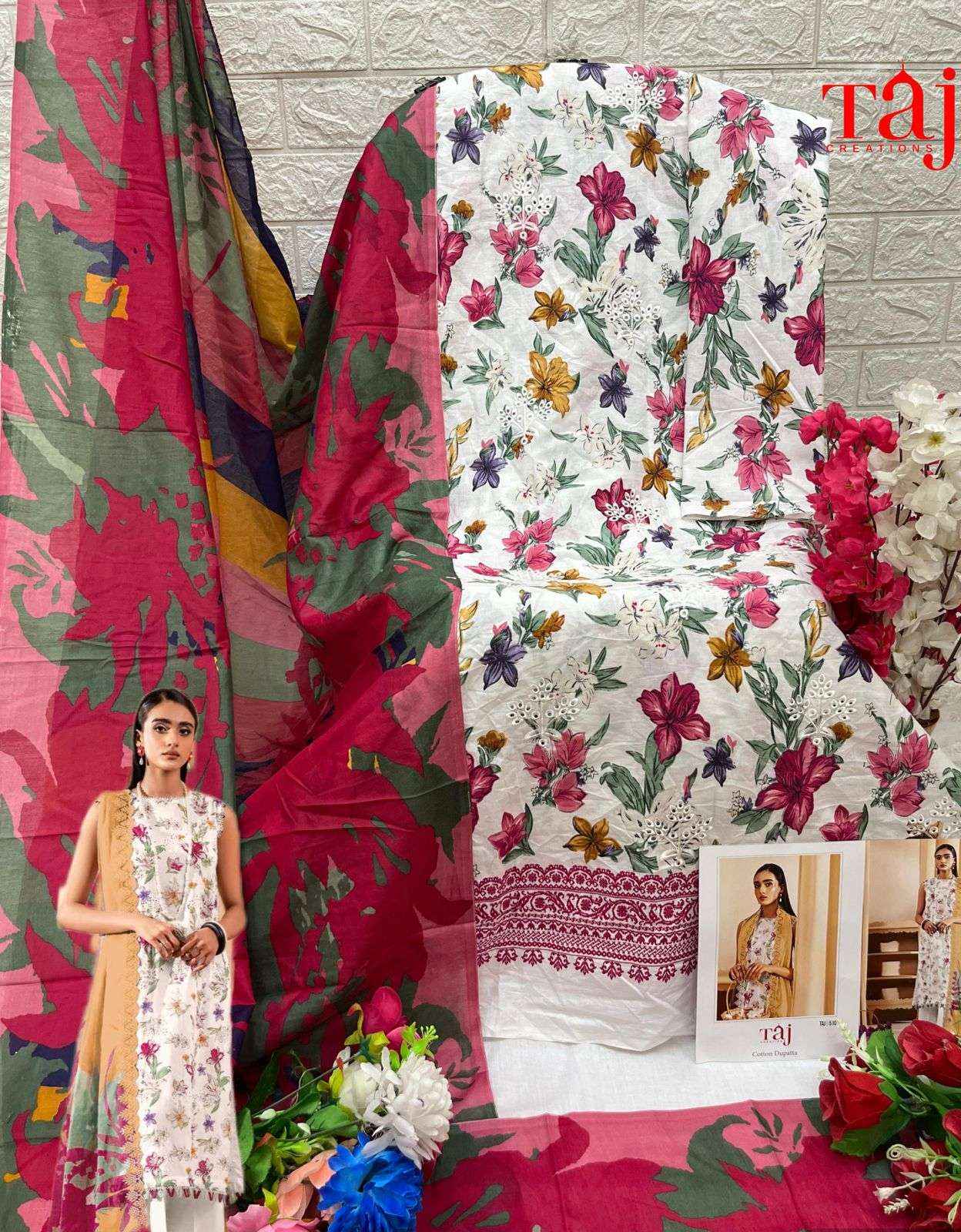 Taj Creation D No 510 & 511 Cotton Dress Material 2 pcs Catalogue