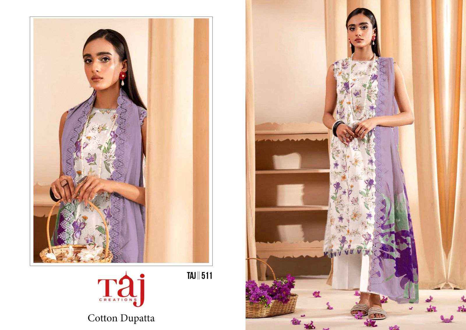 Taj Creation D No 510 & 511 Cotton Dress Material 2 pcs Catalogue