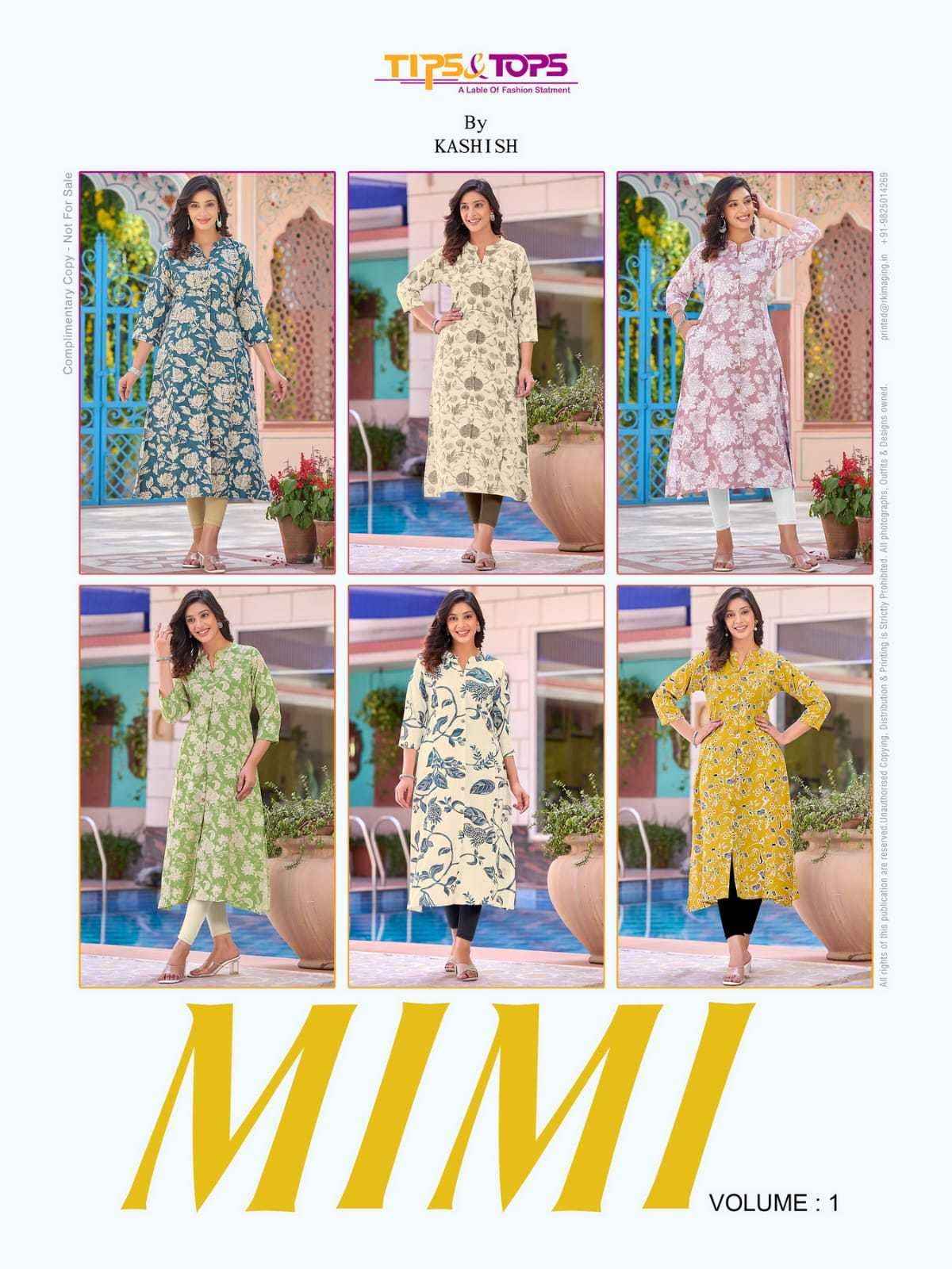 Tips & Tops Mimi Vol 1 Reyon Kurti 6 pcs Catalogue