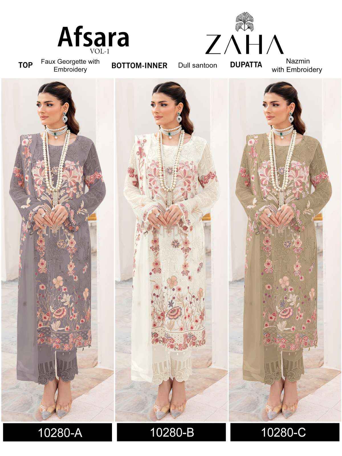 Zaha Afsara Vol 1 Georgette Dress Material 3 pcs Catalogue