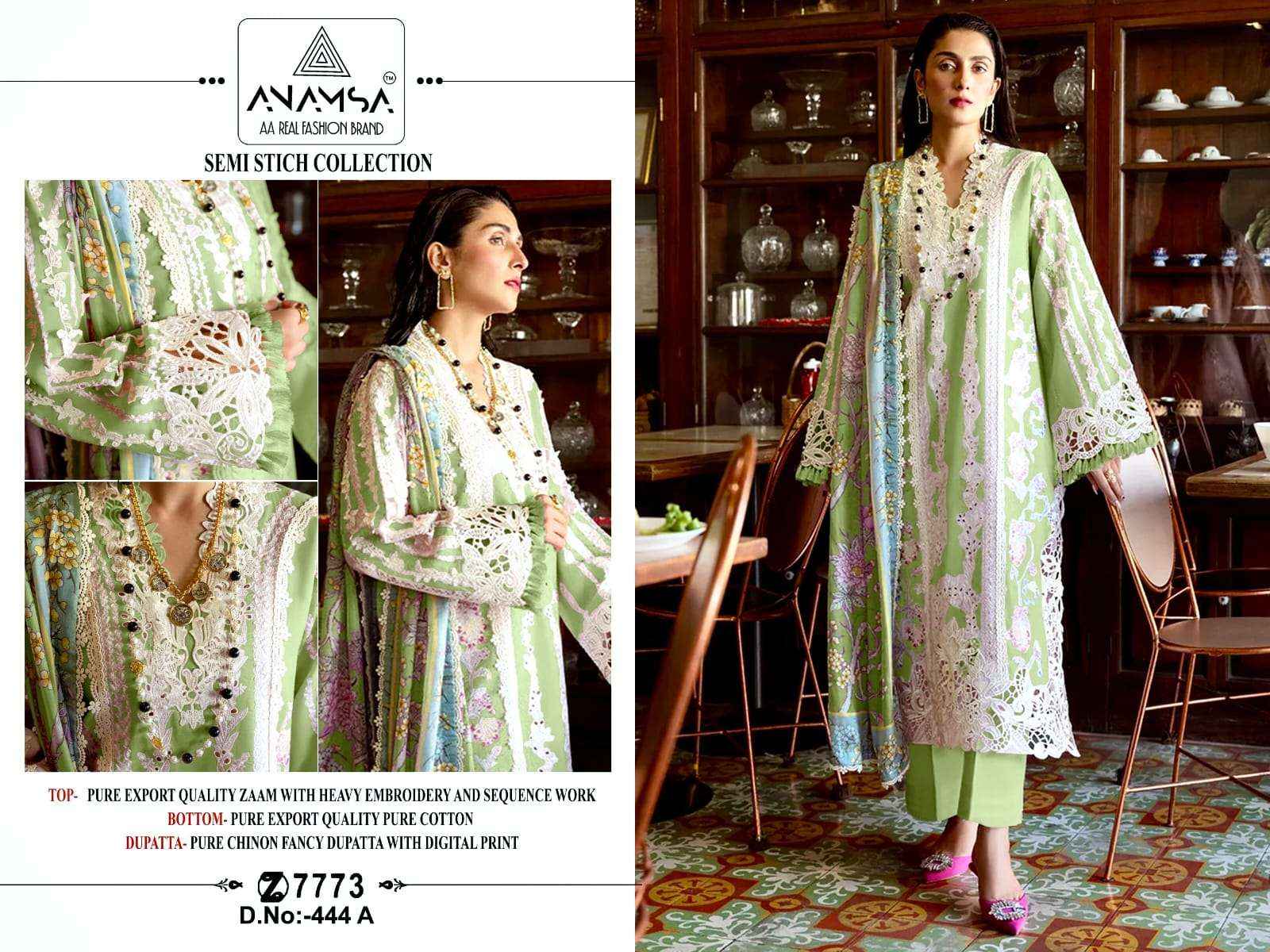 Anamsa D No 444 Jam Cotton Dress Material 4 pcs Catalogue