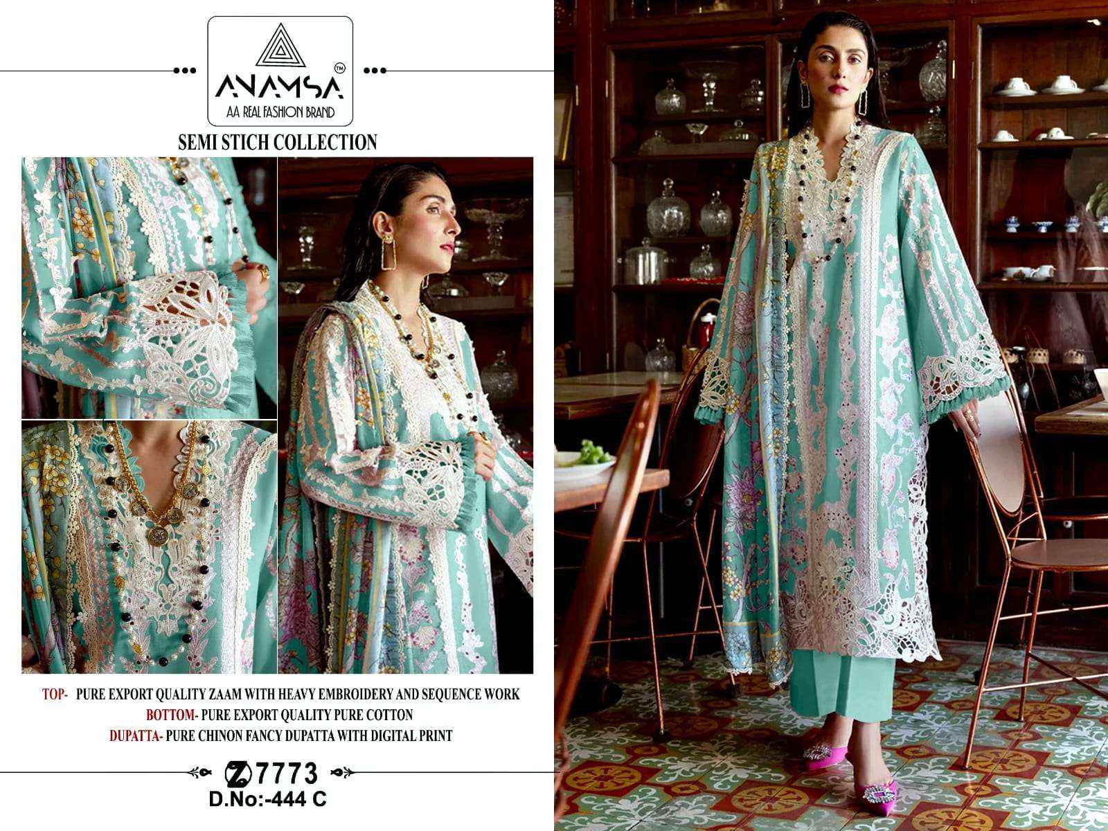 Anamsa D No 444 Jam Cotton Dress Material 4 pcs Catalogue
