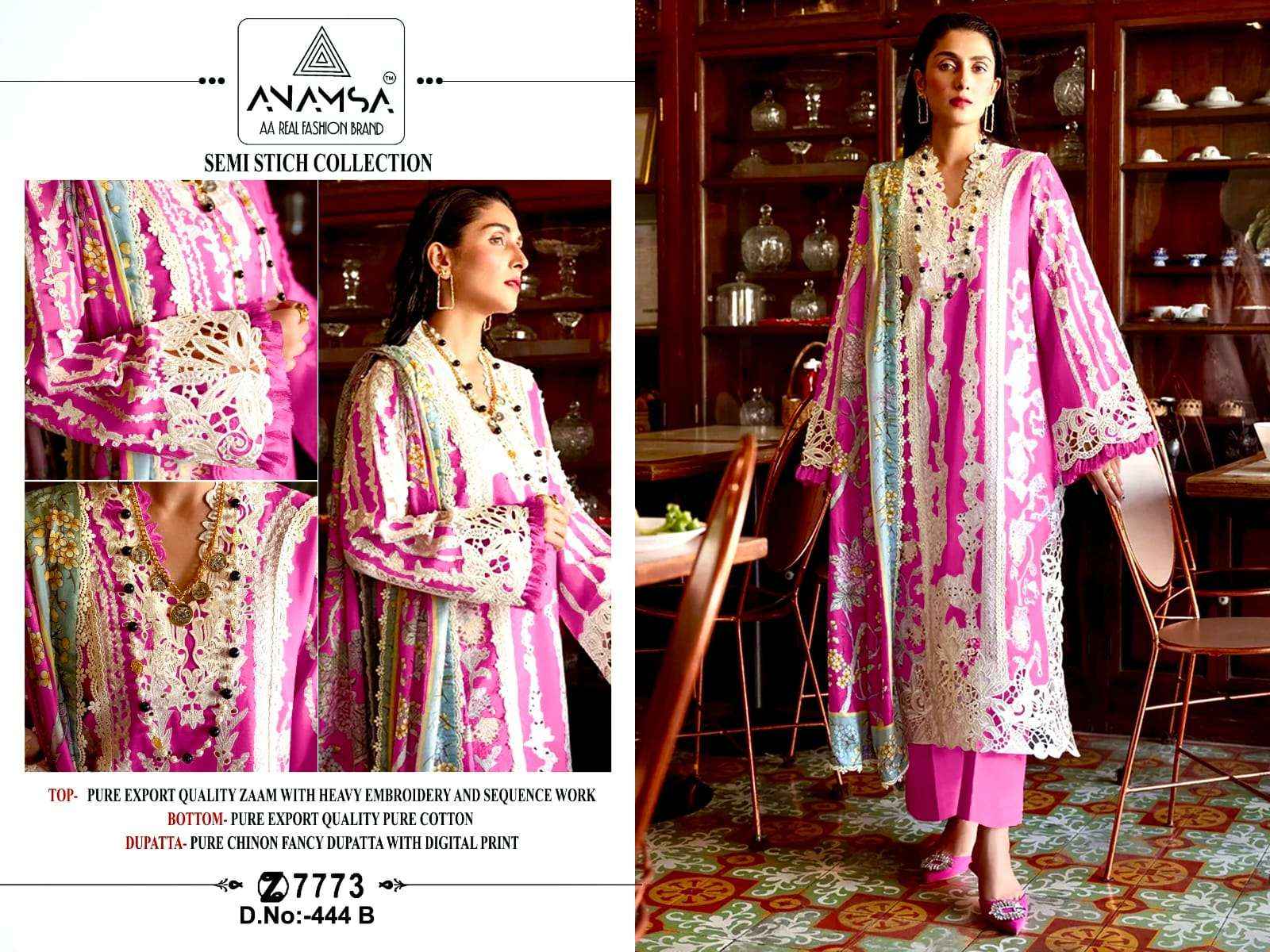 Anamsa D No 444 Jam Cotton Dress Material 4 pcs Catalogue