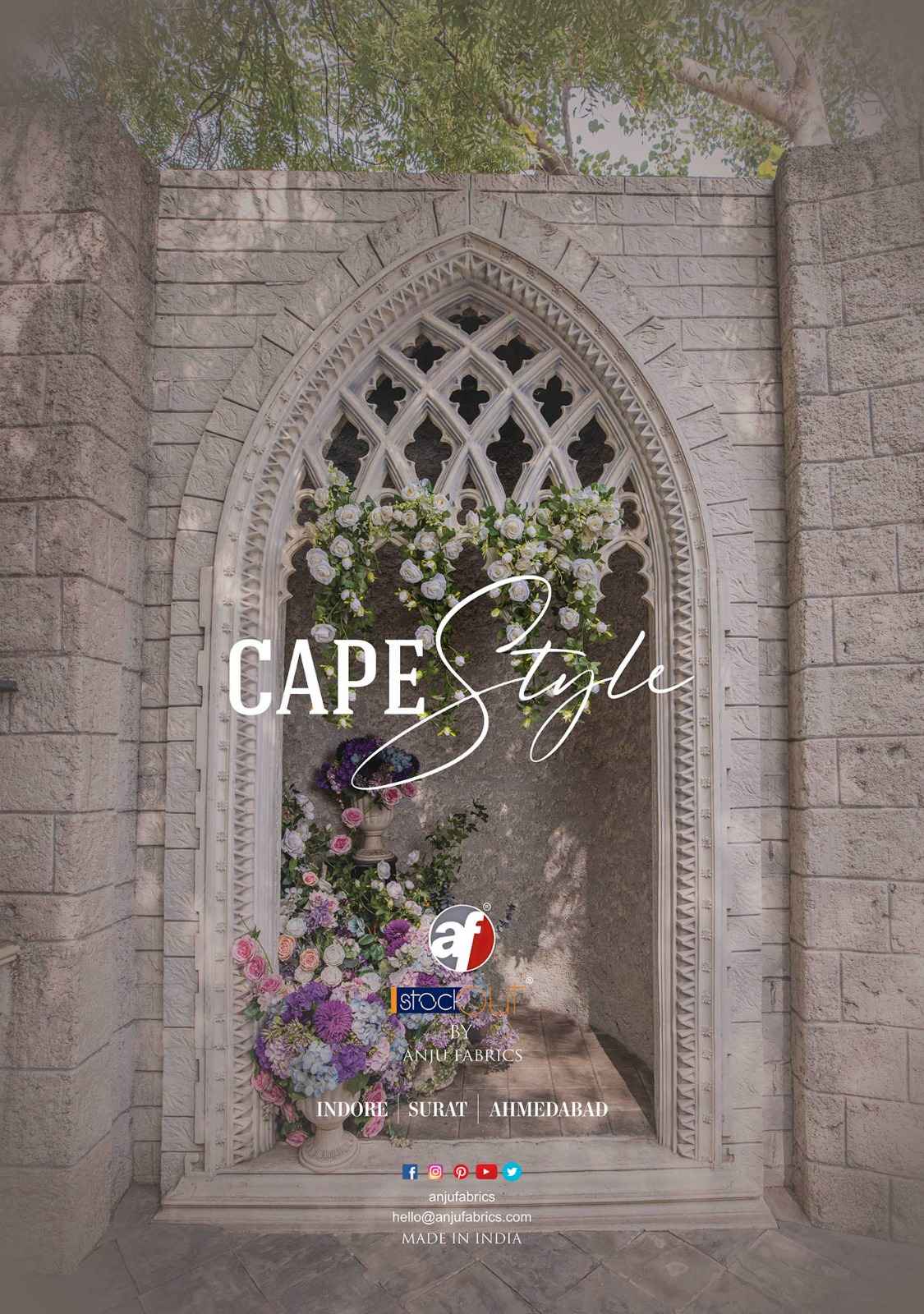 Anju Fabric Cape Style Viscose Printed  Top With Bottom (5 Pc Catalog)