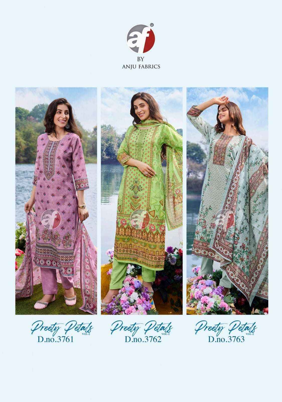 Anju Fabrics Preety Petals Vol 2 Cotton Kurti Combo 6 pcs Catalogue