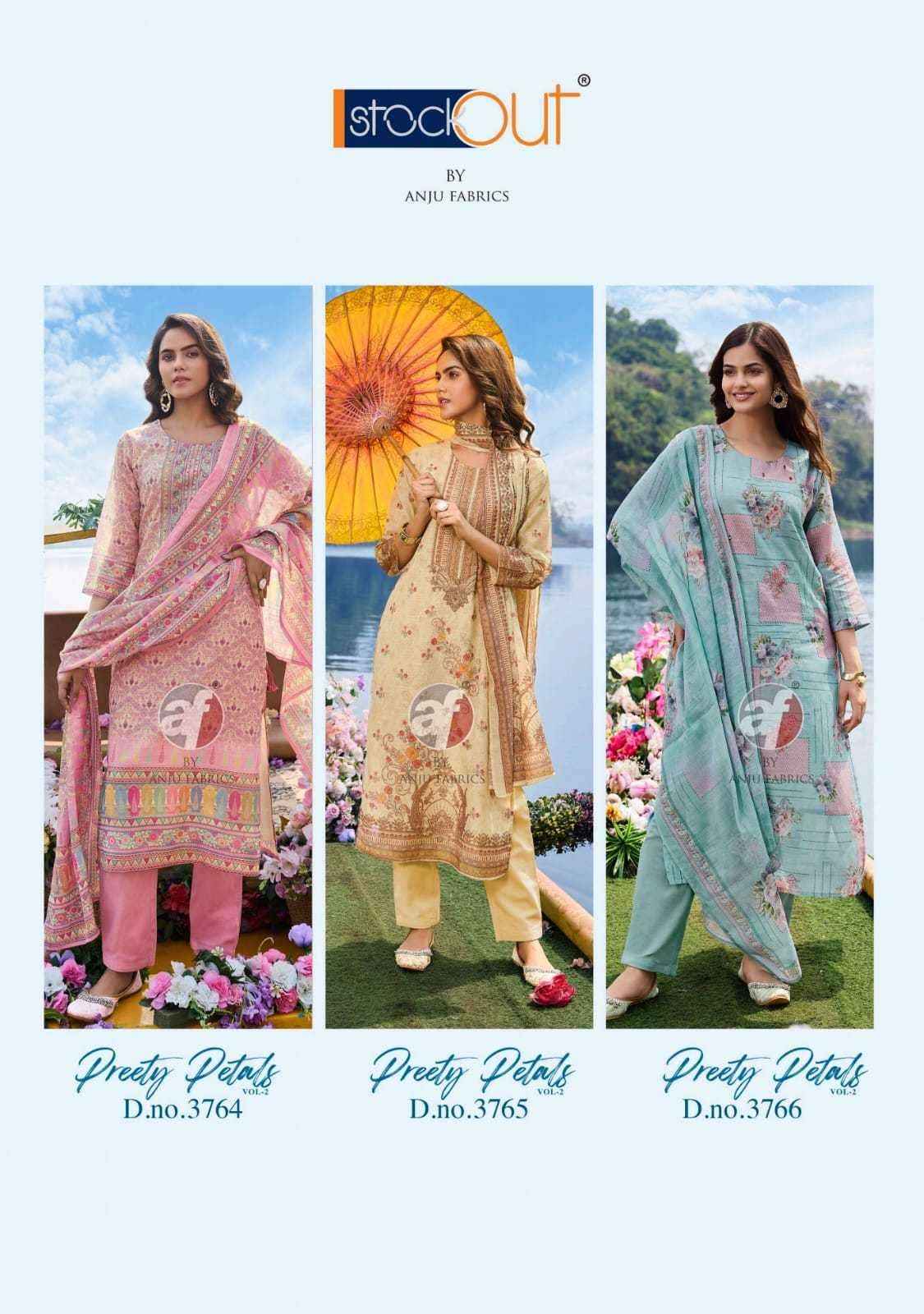 Anju Fabrics Preety Petals Vol 2 Cotton Kurti Combo 6 pcs Catalogue